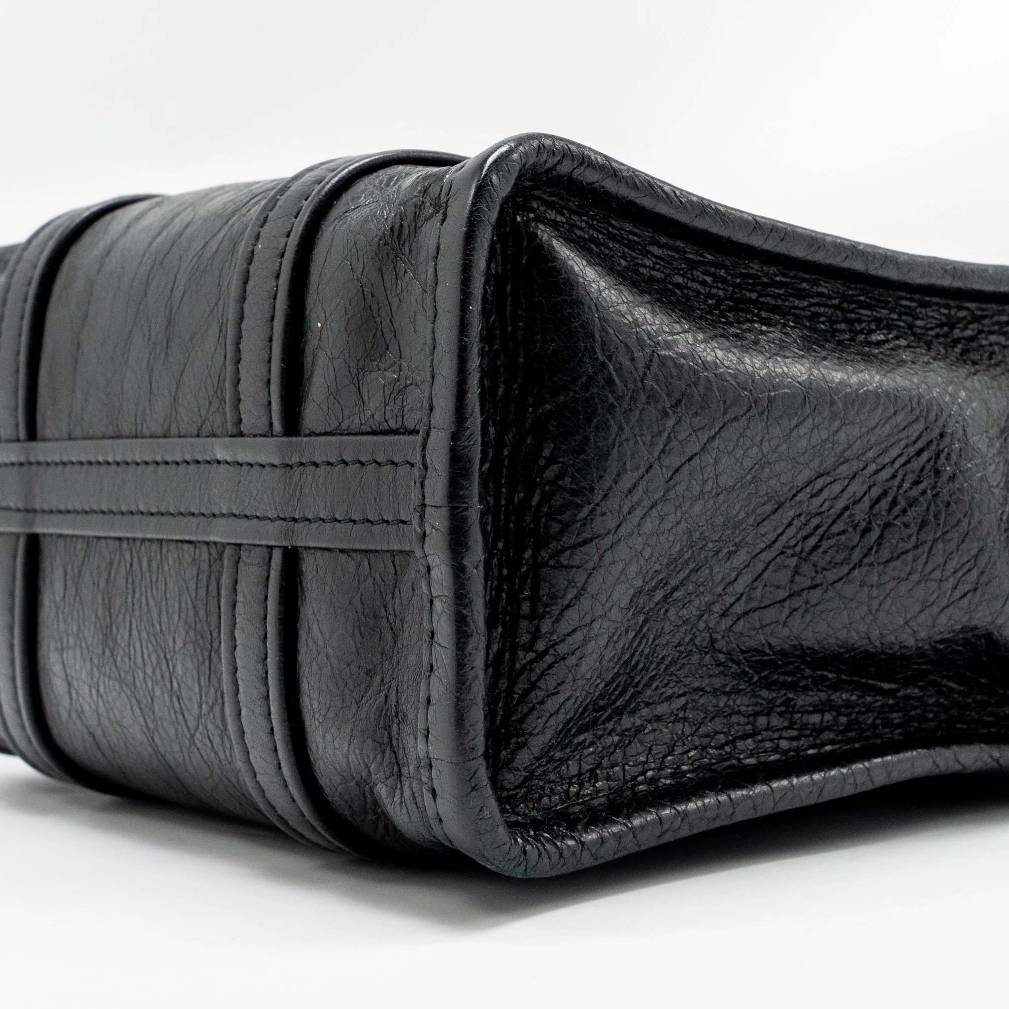 Balenciaga Bazar Mini Shopper/Tote Bag Crackled Calfskin Black SHW - Image 7