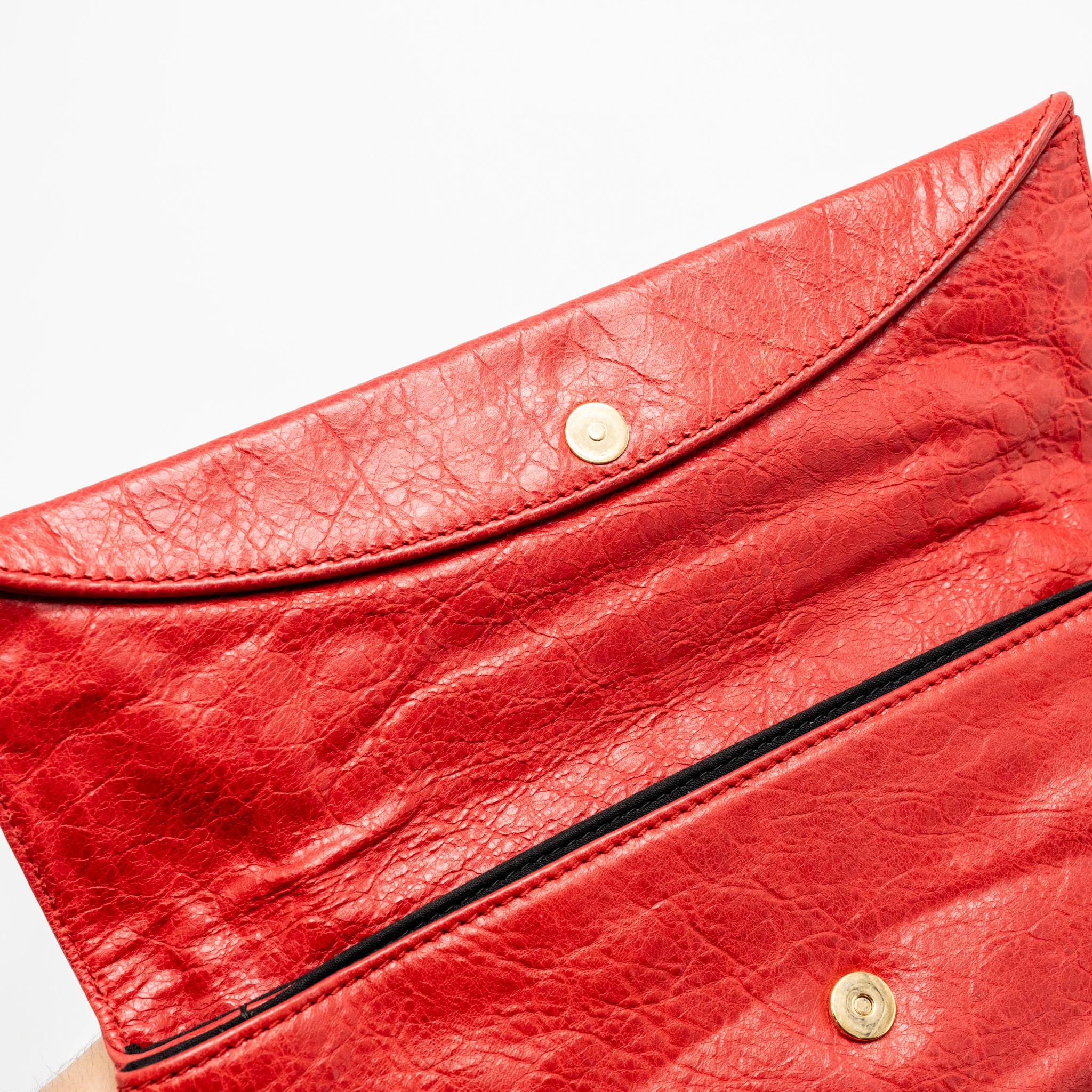 Balenciaga City Fold Clutch Leather Red GHW - Image 10