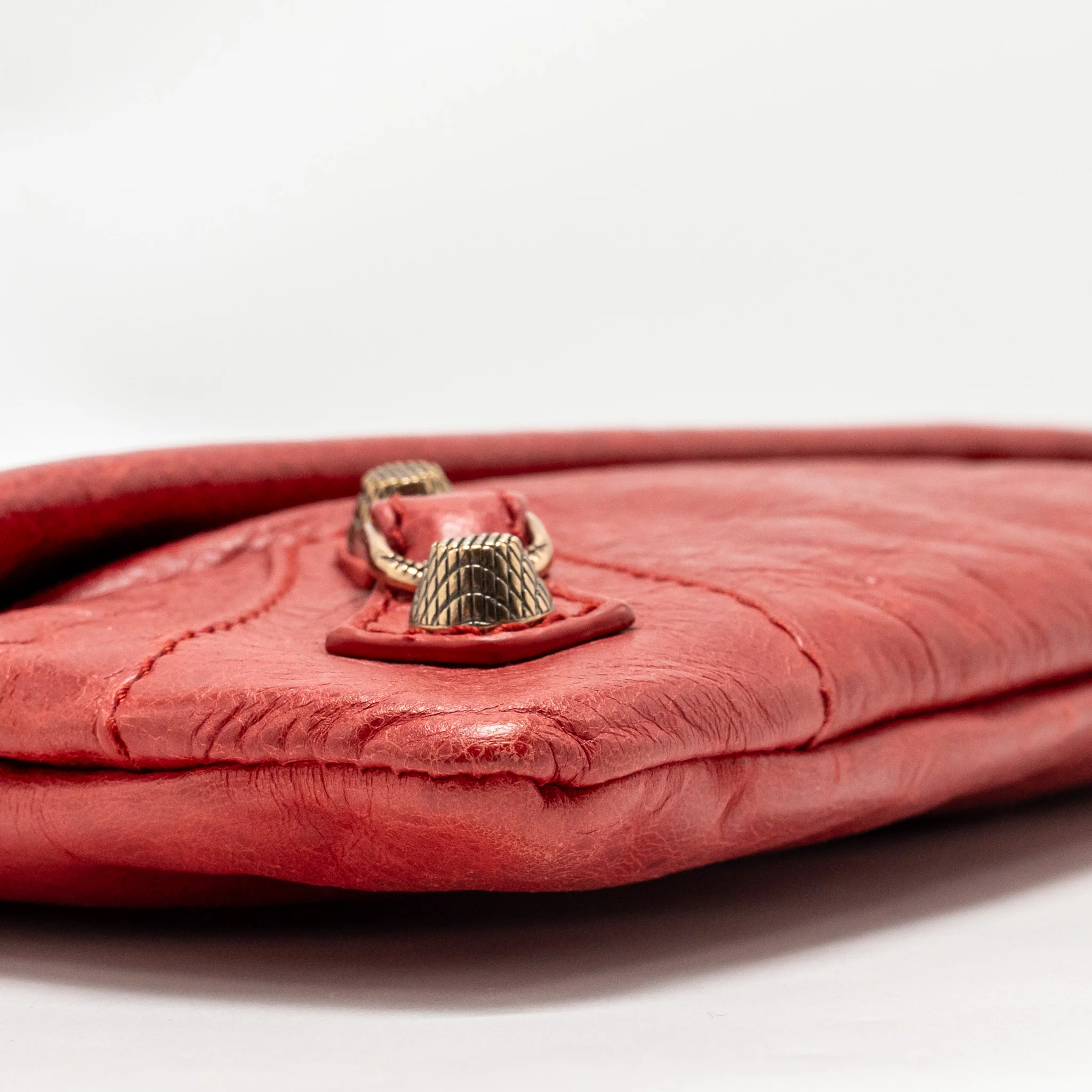 Balenciaga City Fold Clutch Leather Red GHW - Image 6