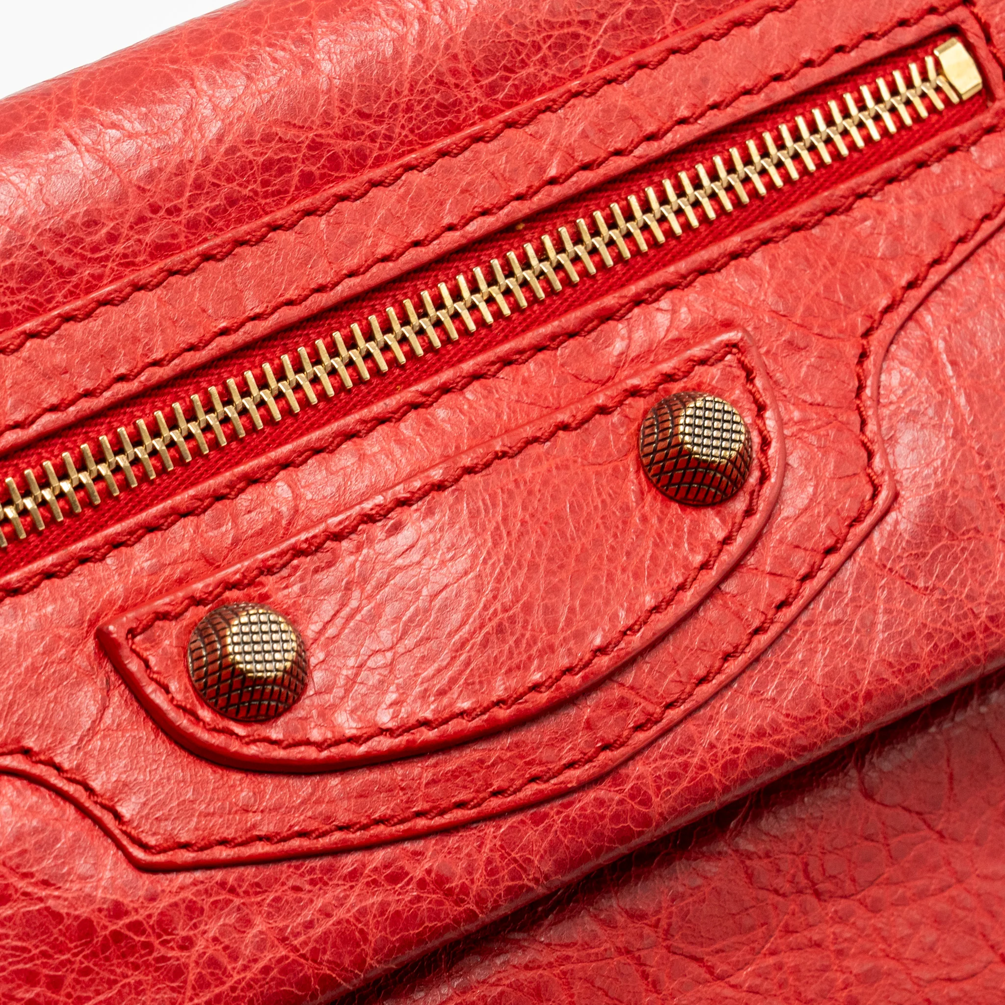 Balenciaga City Fold Clutch Leather Red GHW - Image 8
