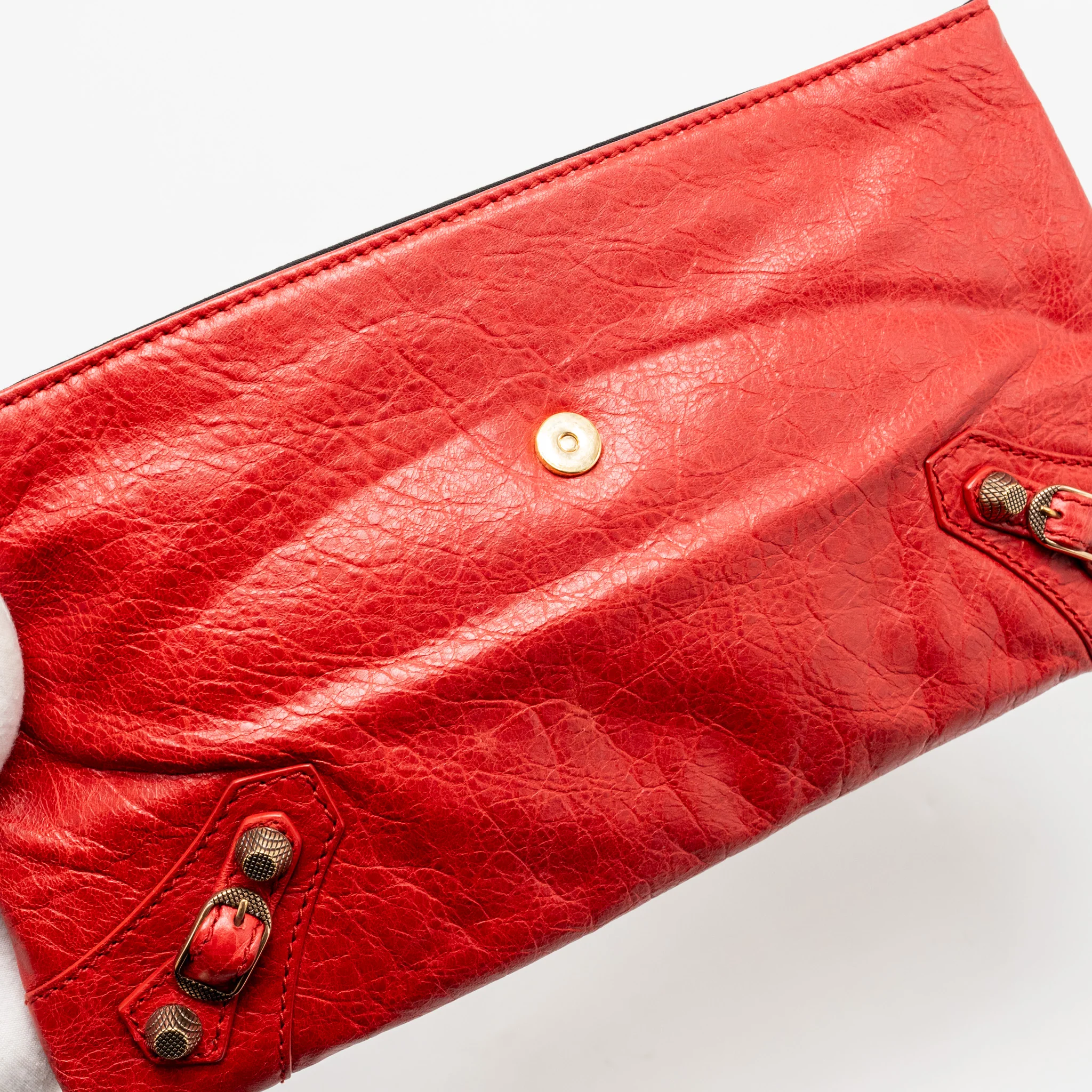 Balenciaga City Fold Clutch Leather Red GHW - Image 9