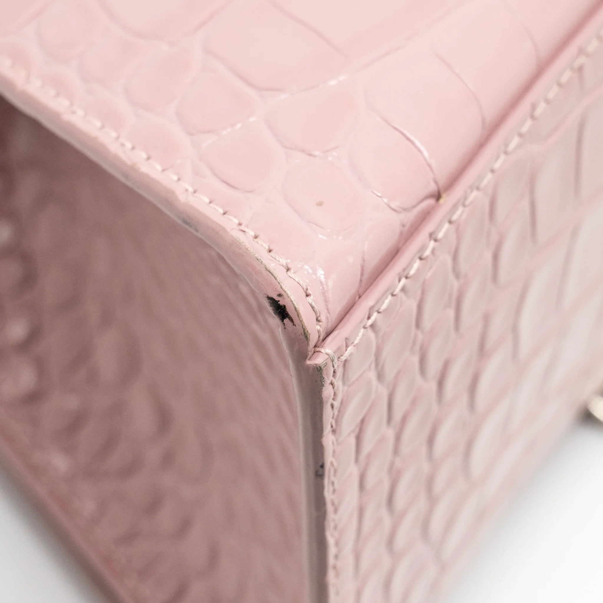 Balenciaga Hourglass S Croc-Embossed Calfskin Pink SHW - Image 10