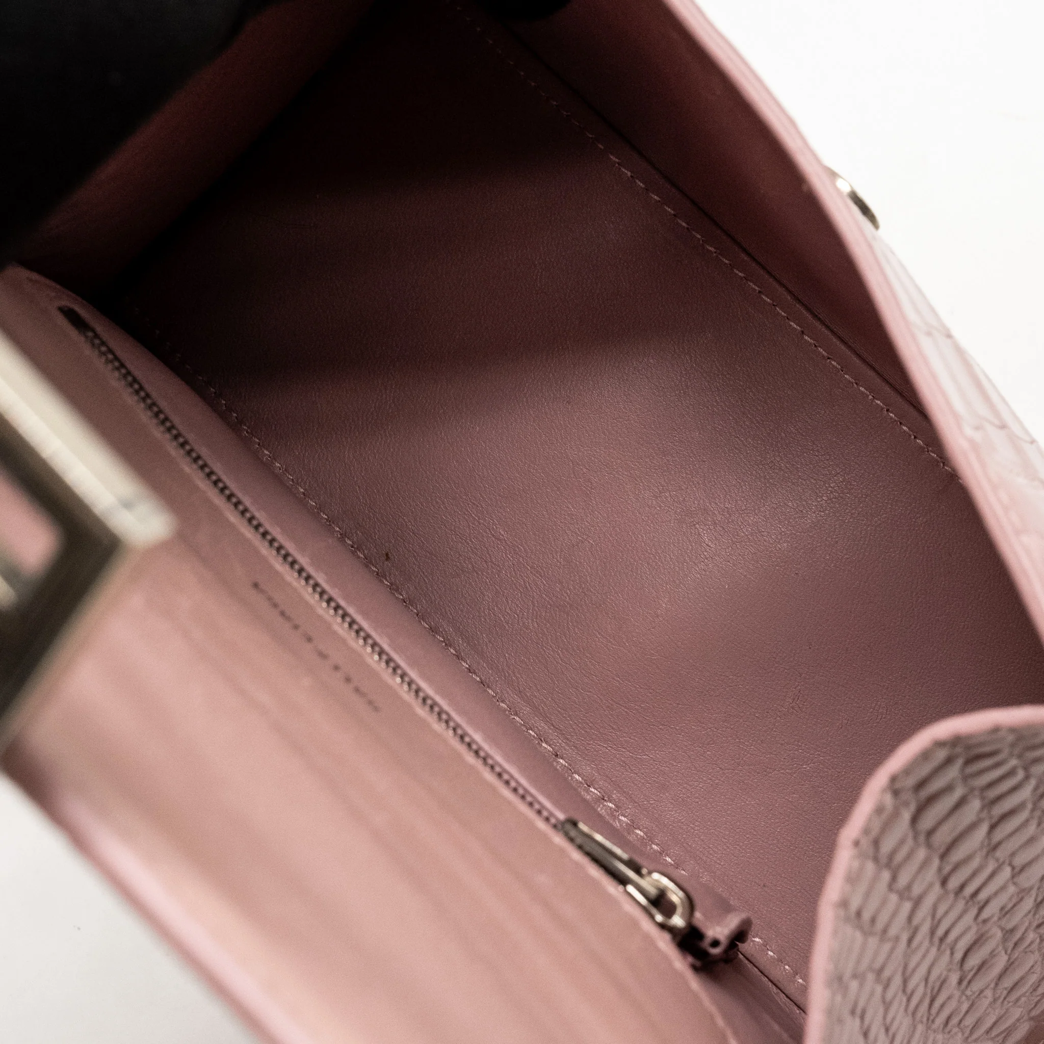 Balenciaga Hourglass S Croc-Embossed Calfskin Pink SHW - Image 16