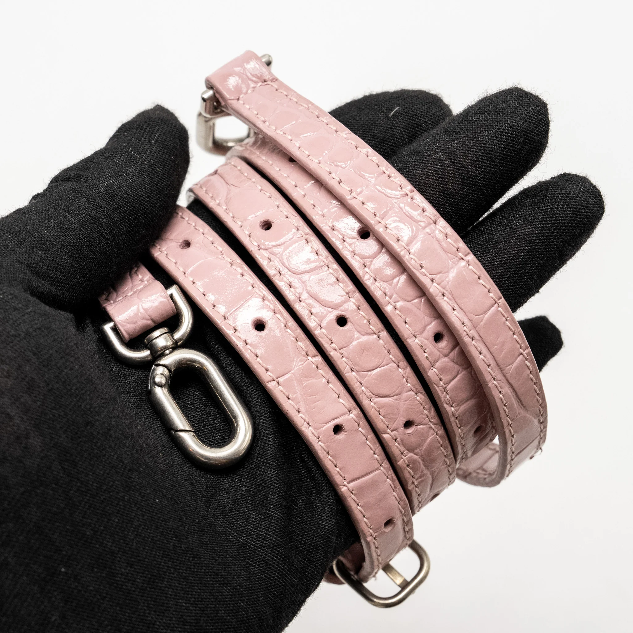 Balenciaga Hourglass S Croc-Embossed Calfskin Pink SHW - Image 18