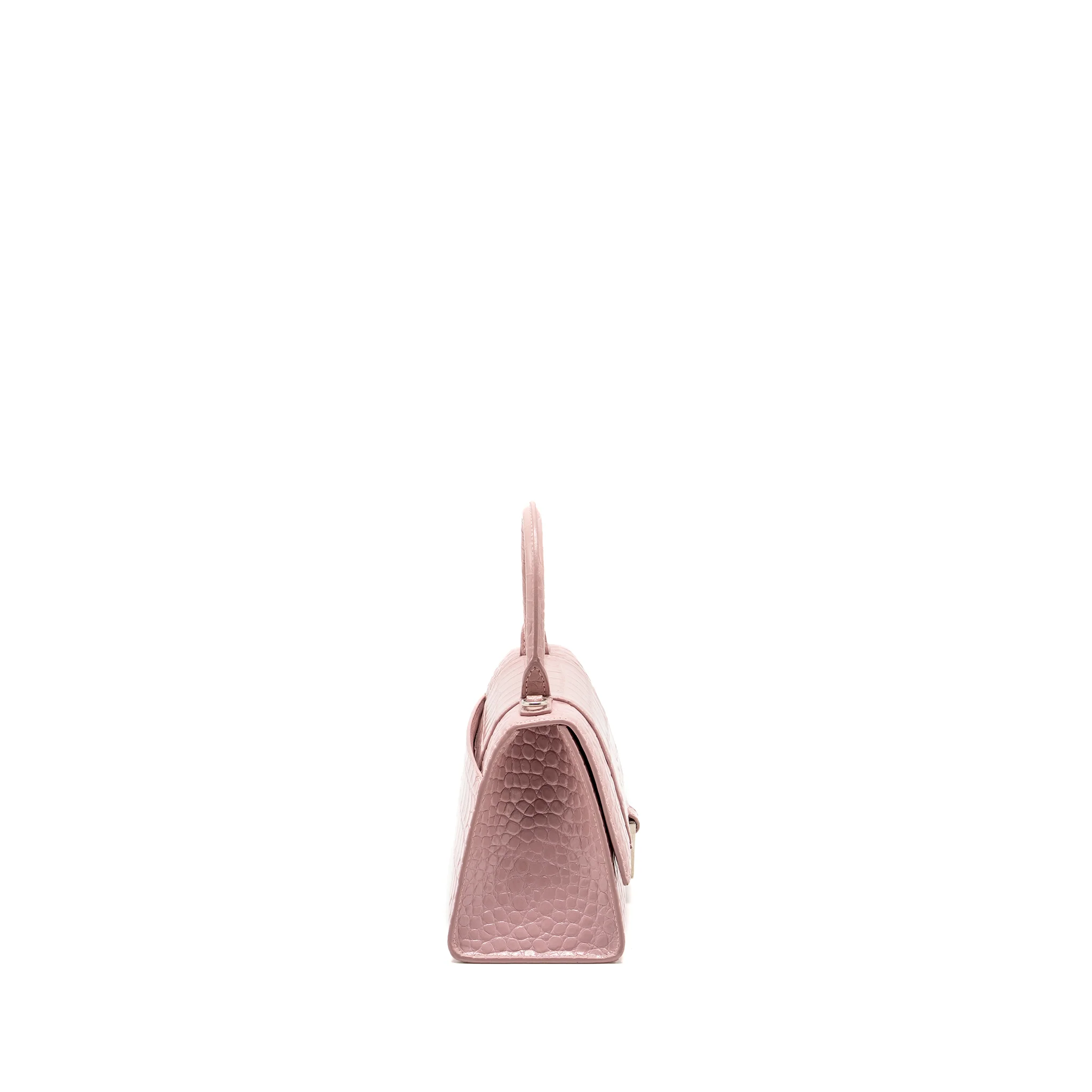 Balenciaga Hourglass S Croc-Embossed Calfskin Pink SHW - Image 3
