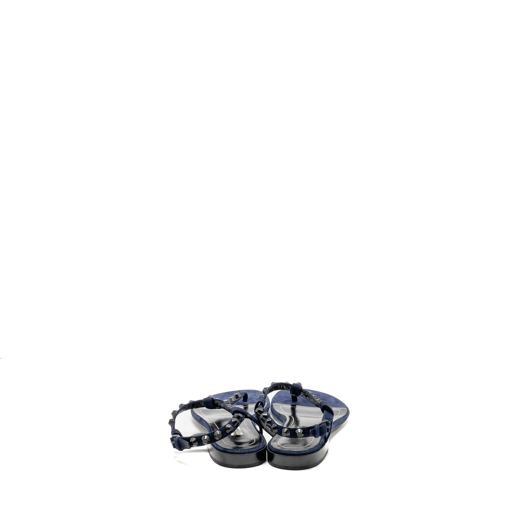 Balenciaga Size 38.5 Flat Sandals Suede Navy - Image 3