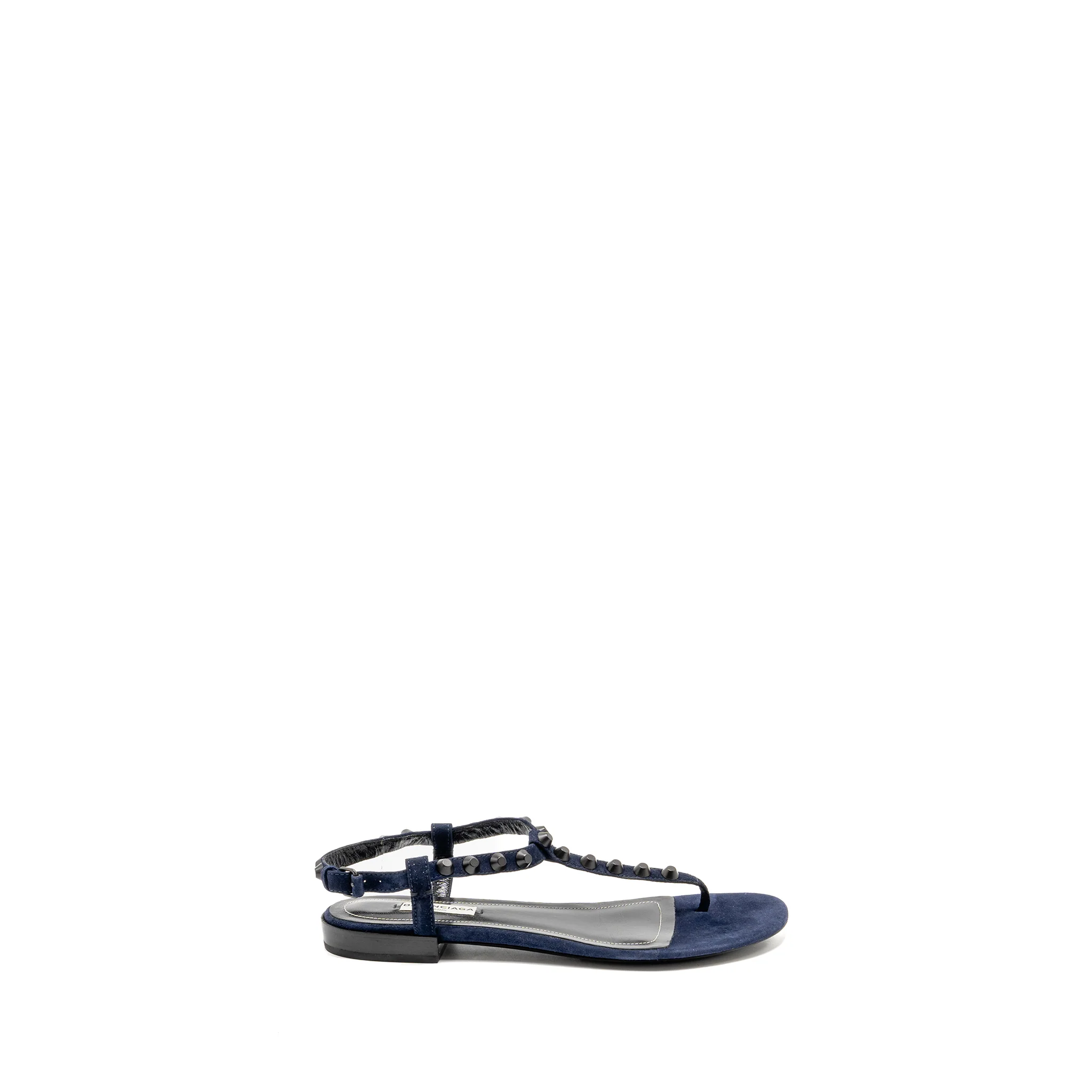Balenciaga Size 38.5 Flat Sandals Suede Navy - Image 5