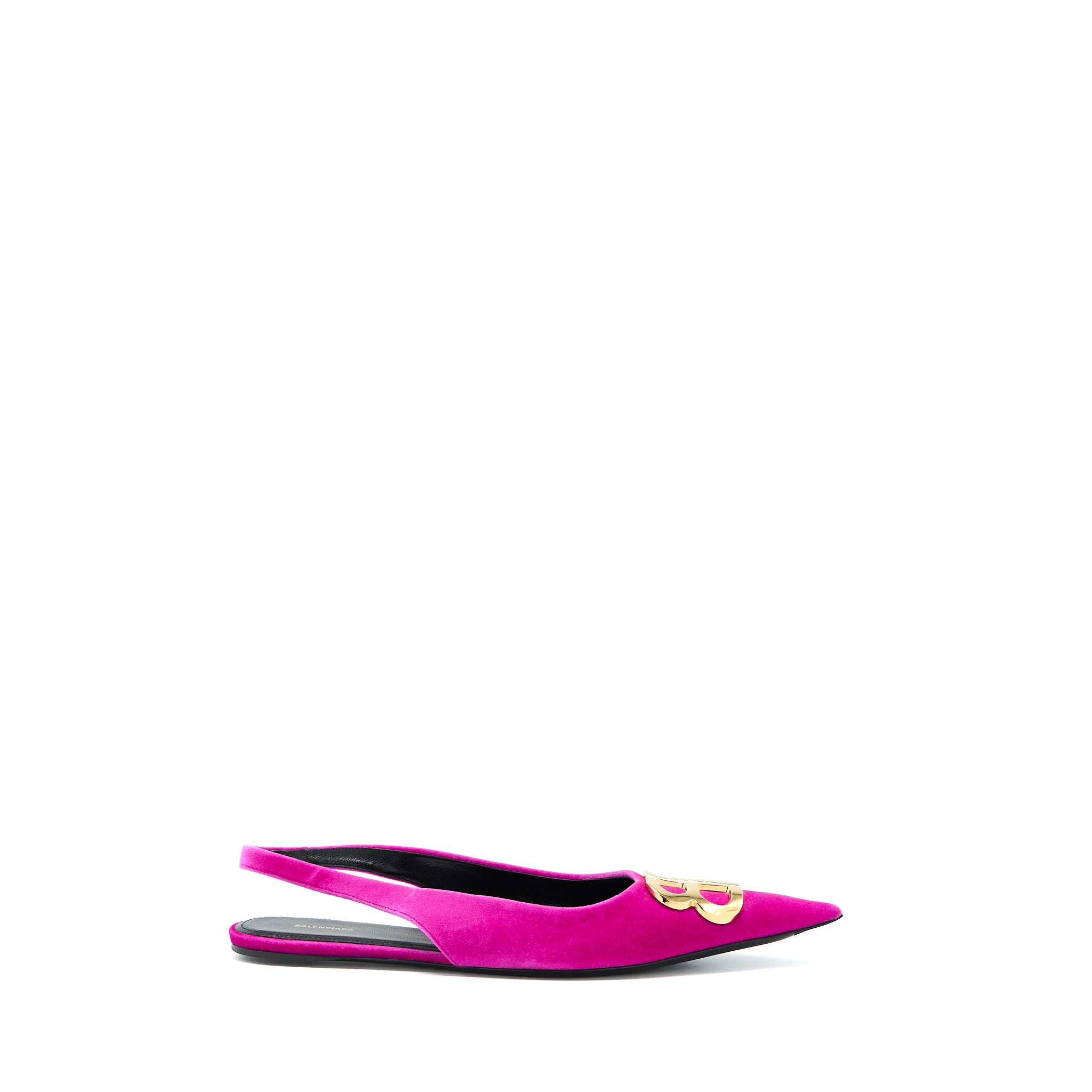 Balenciaga Size 39.5 Ballet Flats BB Velvet Pink Gold Tone - Image 5