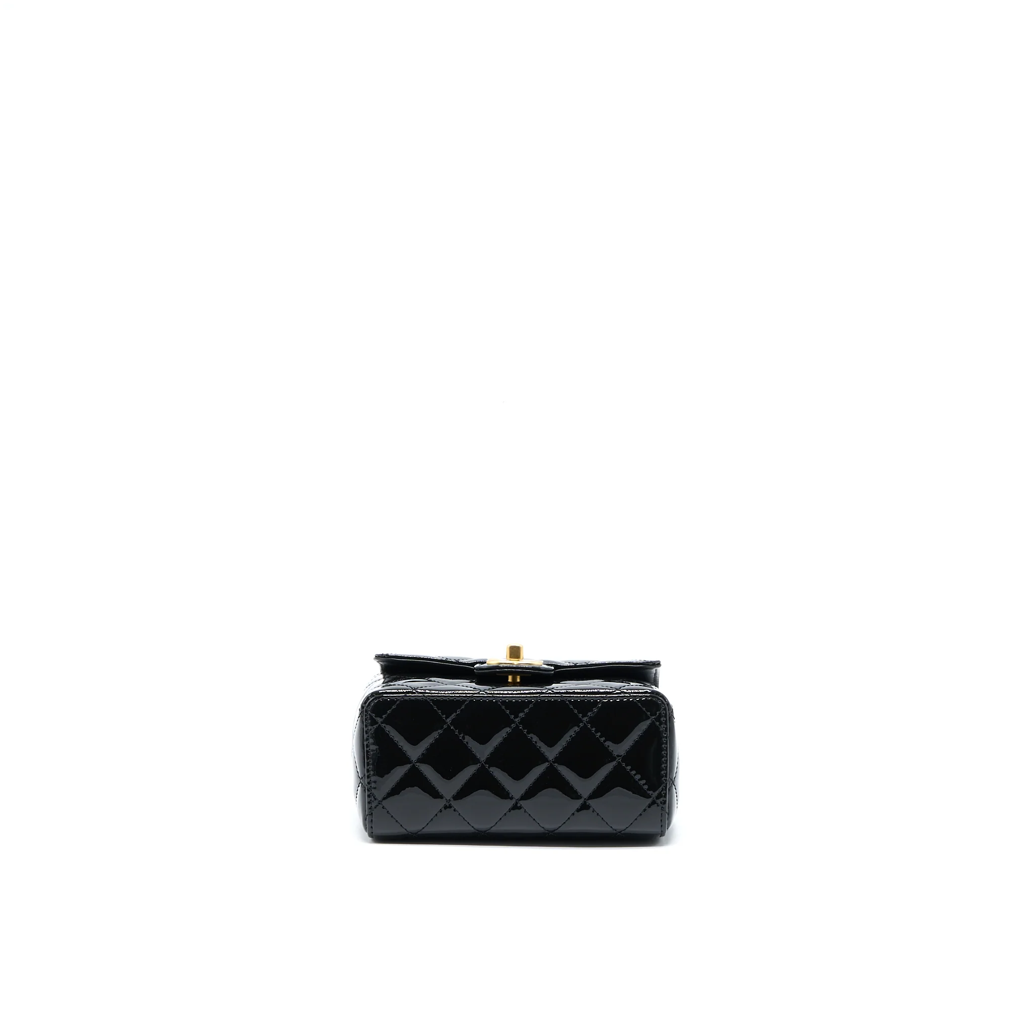 Chanel 22K Retro Classic New Square Mini Flap Bag Patent Black Brushed GHW(Microchip) - Image 5
