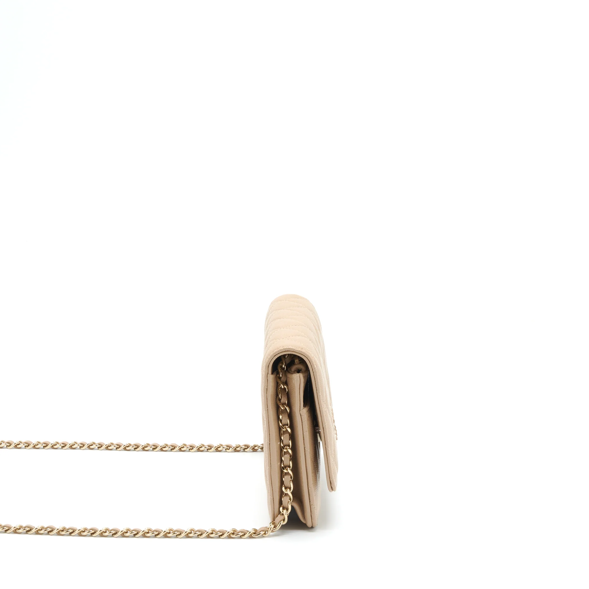 Chanel 22S detailed Logo Wallet on chain Caviar Dark beige with LGHW (microchip) - Image 3