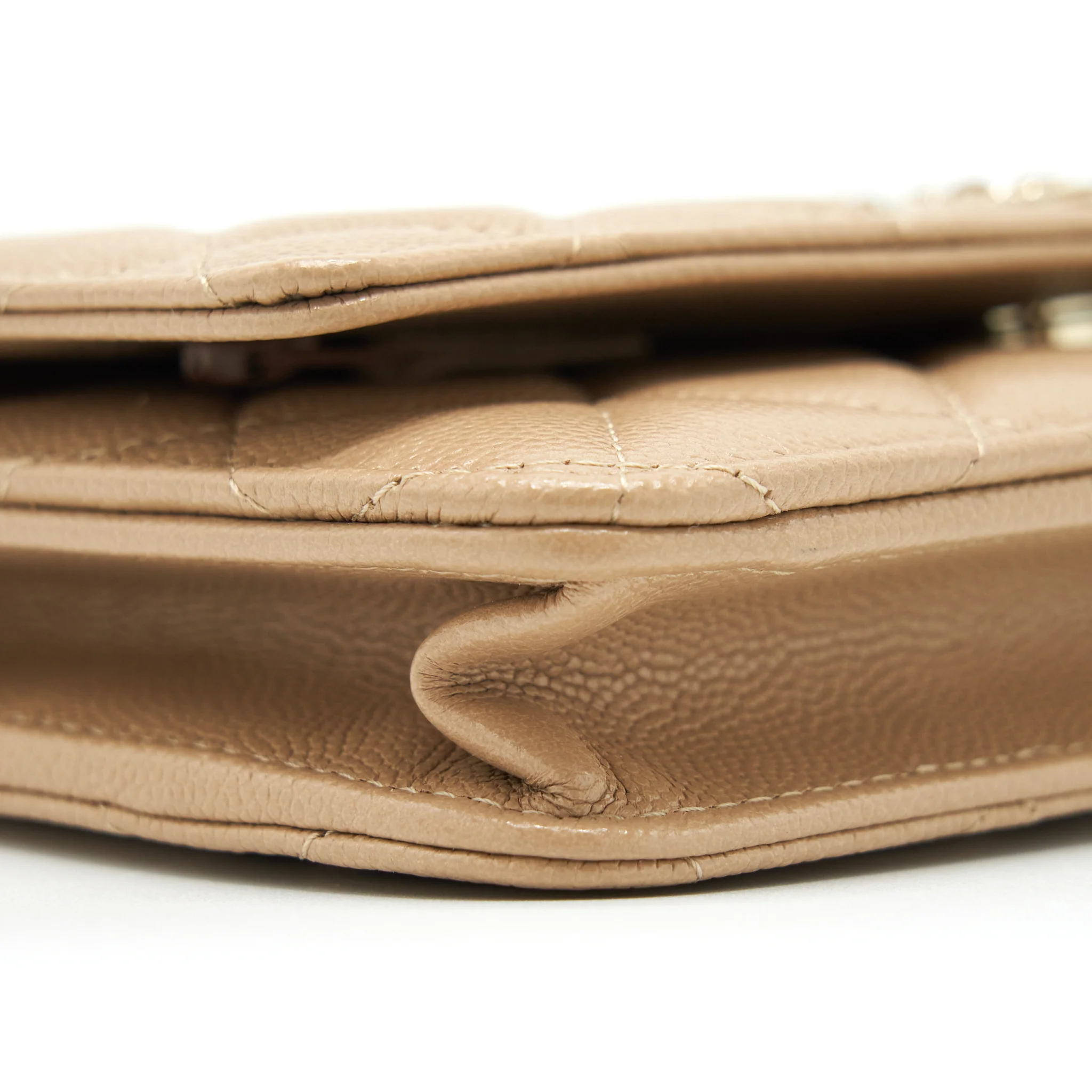 Chanel 22S detailed Logo Wallet on chain Caviar Dark beige with LGHW (microchip) - Image 5