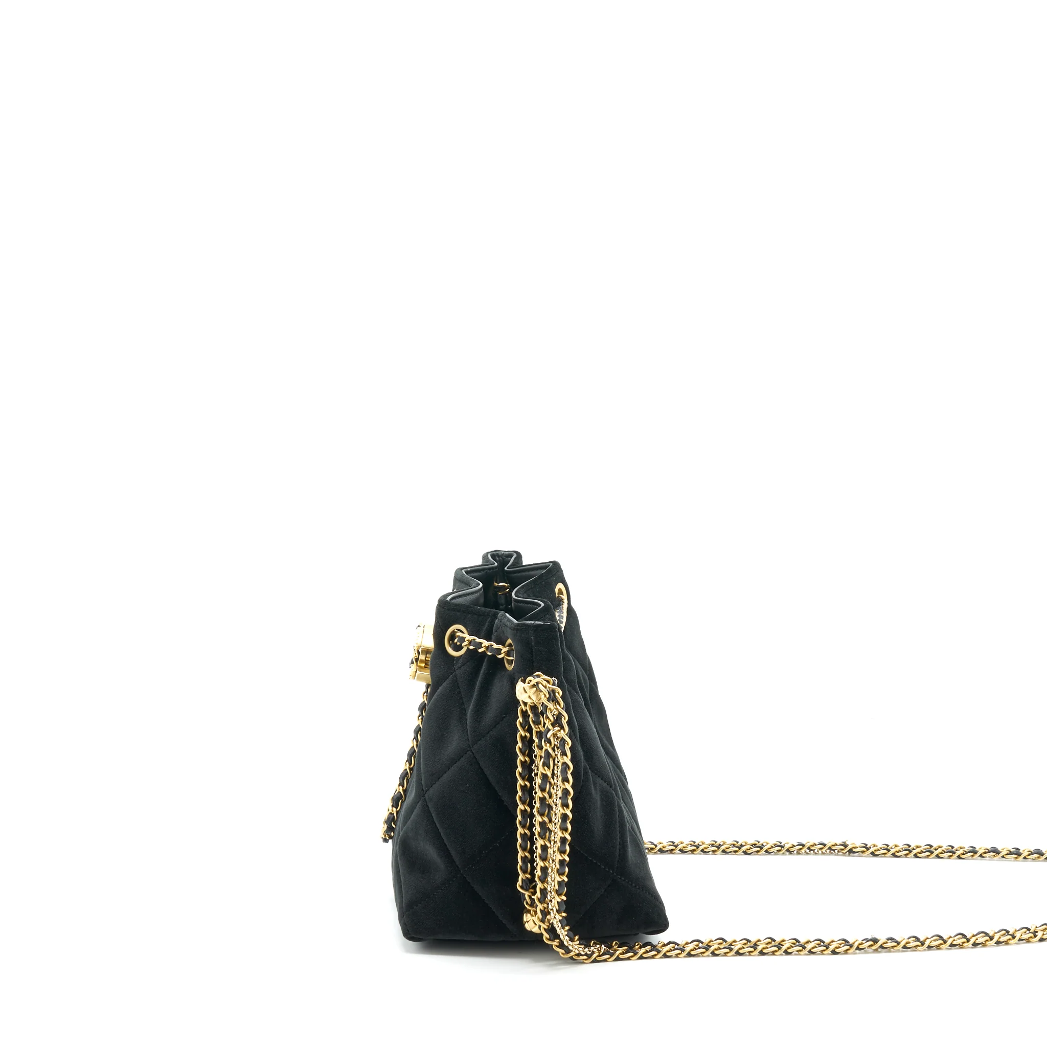 Chanel Bucket Bag Velvet Black GHW - Image 3