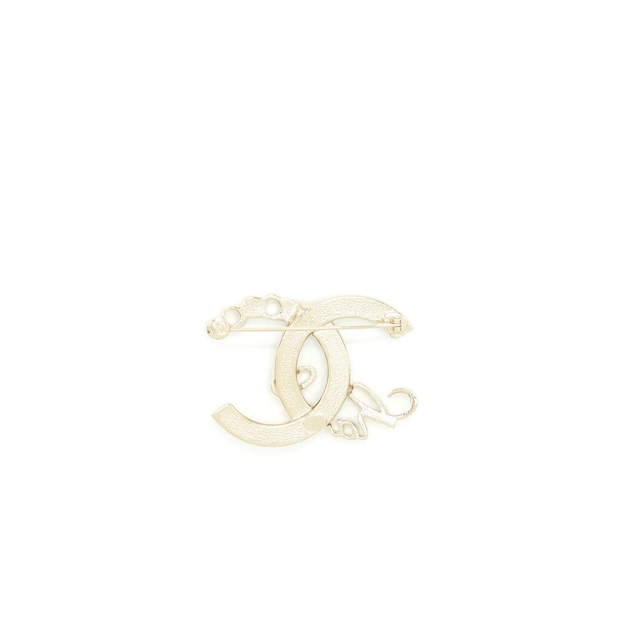 Chanel CC Letter And Coco Brooch Light Gold Tone - Image 3