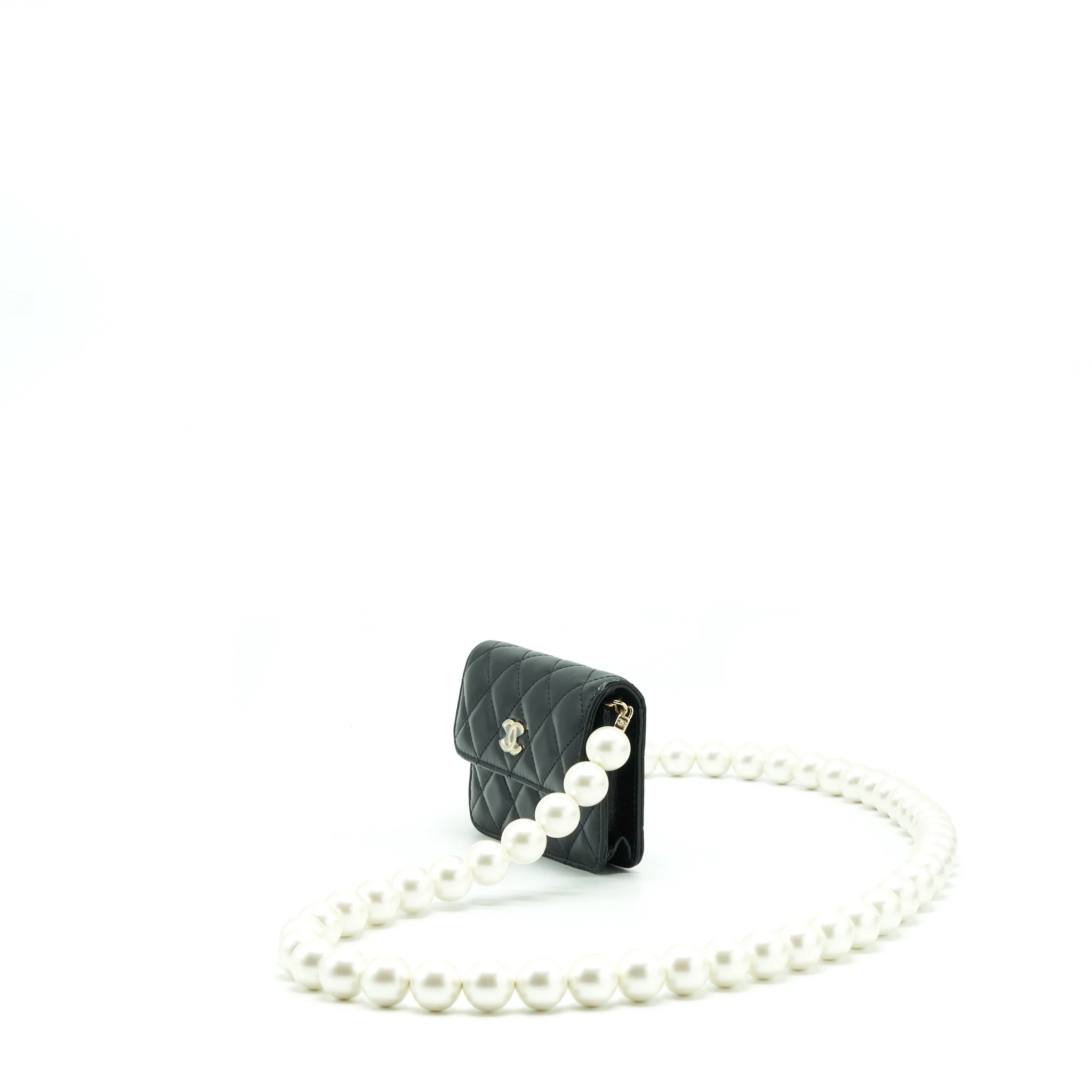 Chanel Giant Pearl Chain Mini Bag Lambskin Black LGHW - Image 3