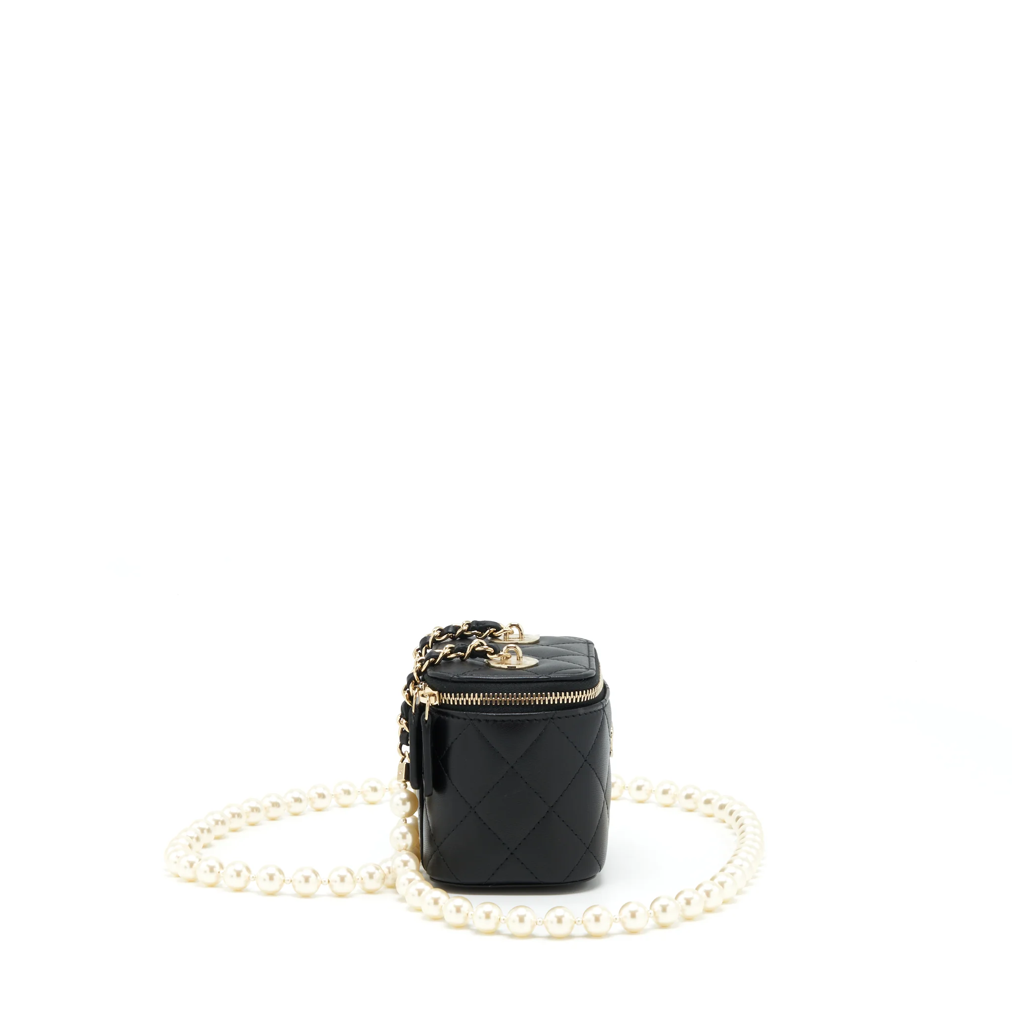 Chanel Mini Vanity With Pearl Chain Lambskin Black LGHW - Image 3