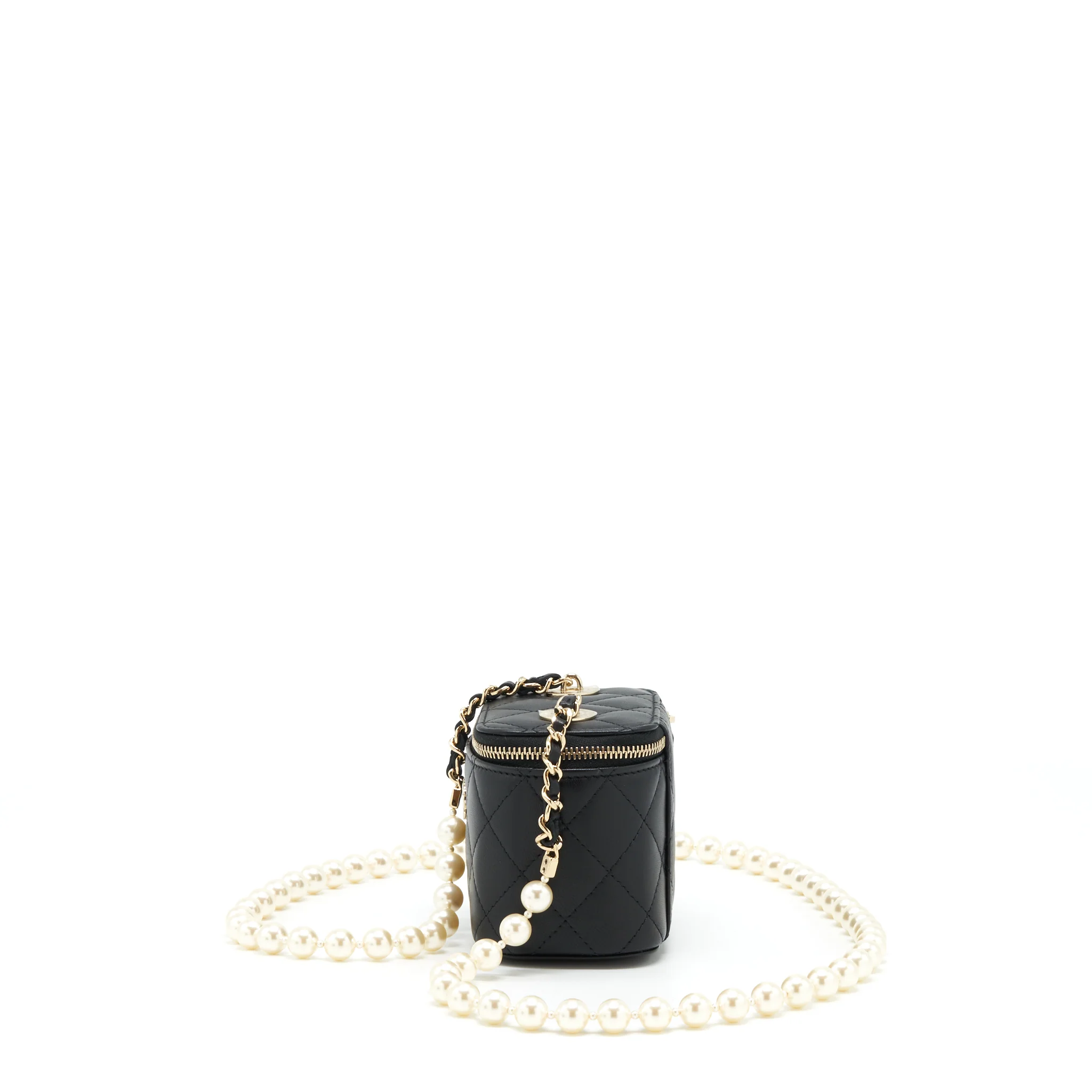 Chanel Mini Vanity With Pearl Chain Lambskin Black LGHW - Image 4