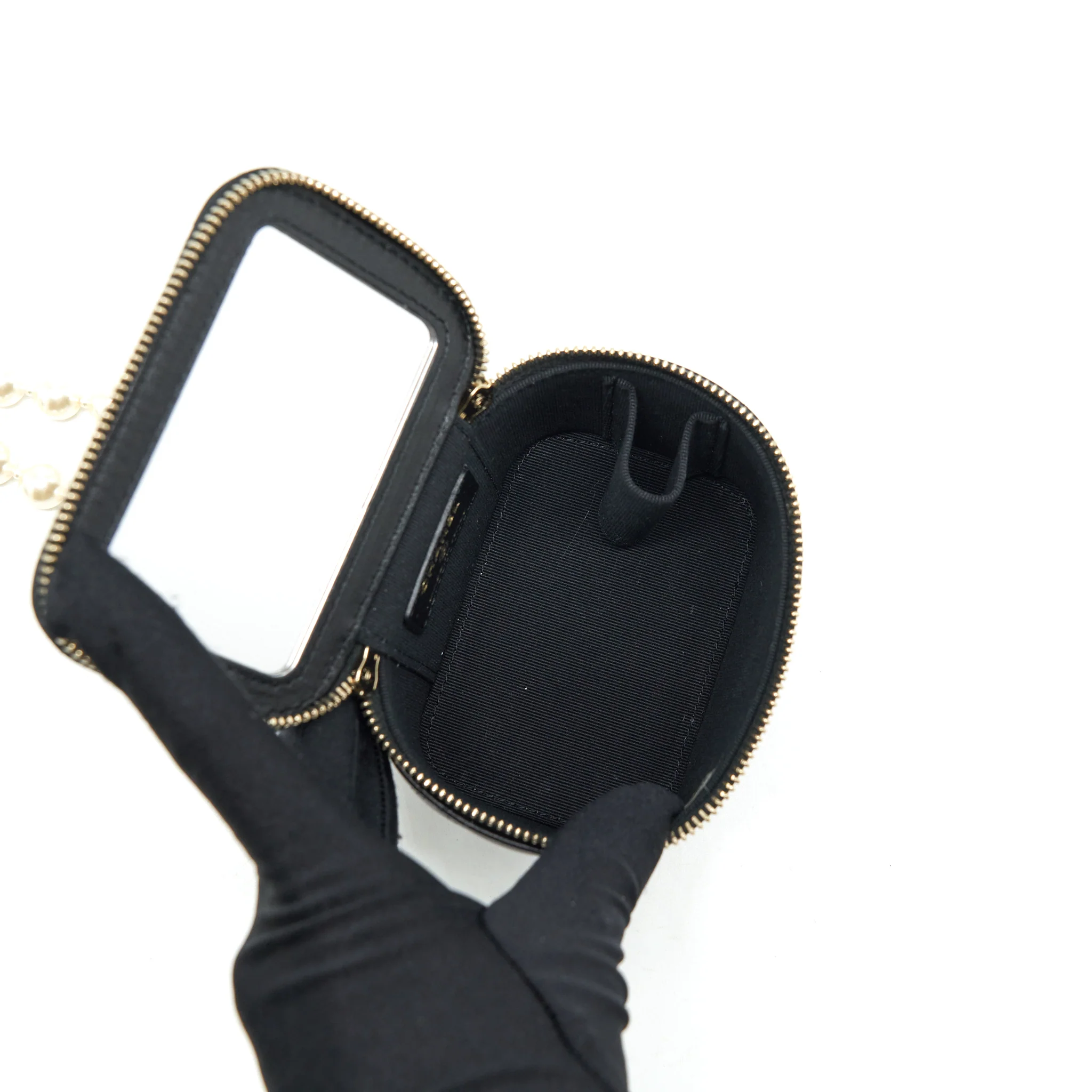 Chanel Mini Vanity With Pearl Chain Lambskin Black LGHW - Image 5