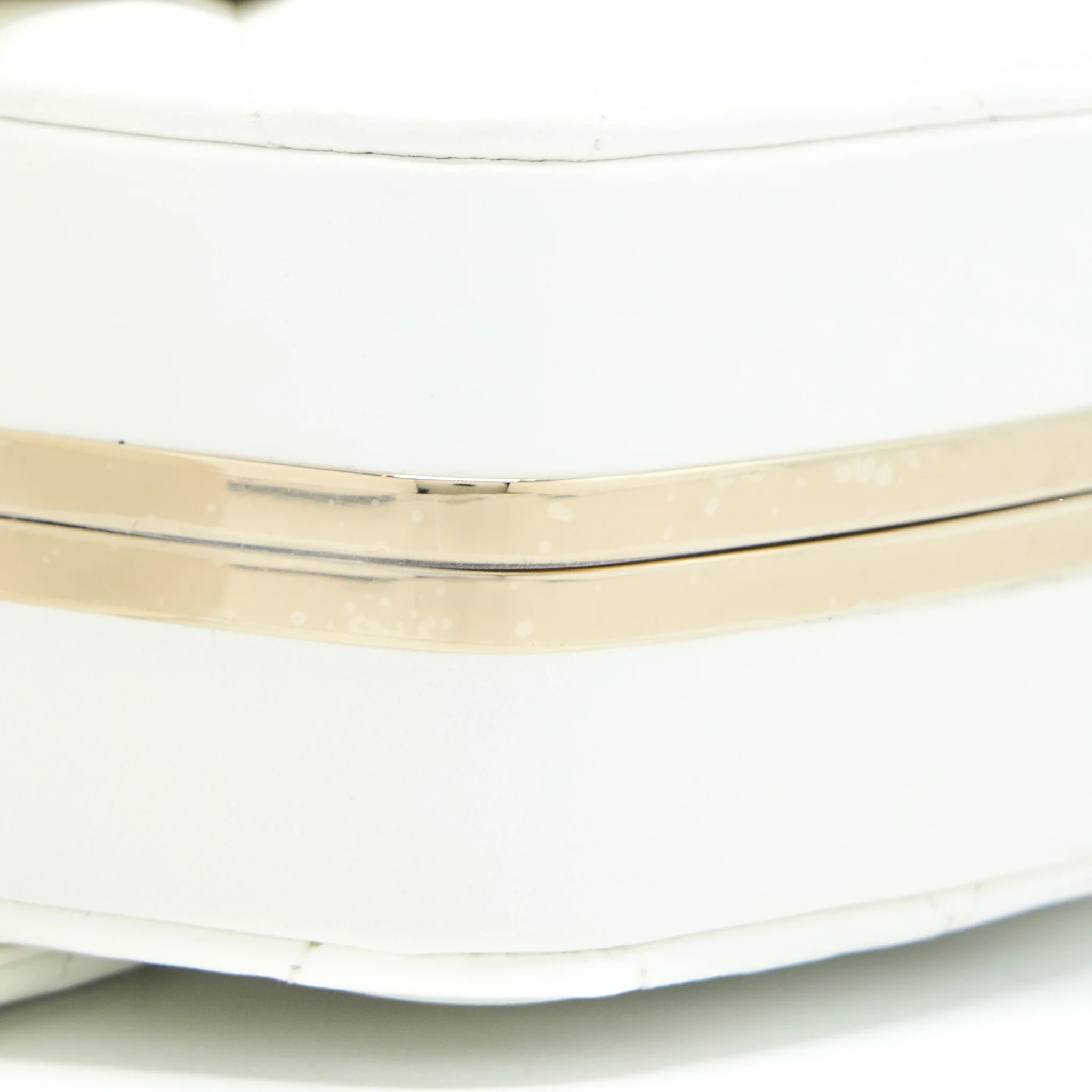 Chanel Quilted Clutch Bag Lambskin White LGHW - Image 7