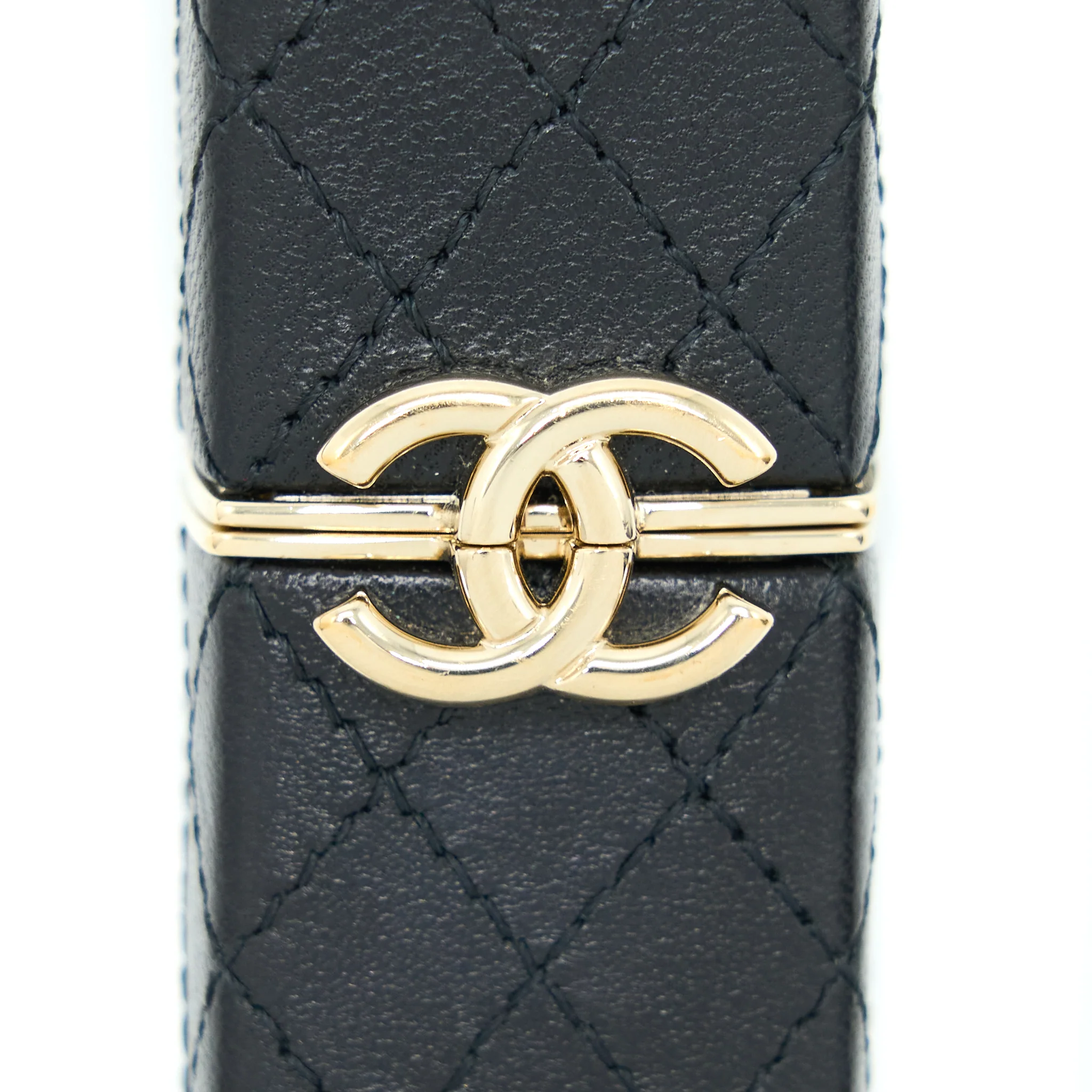 Chanel Squared Lipstick Case On Chain Black LGHW - Image 5
