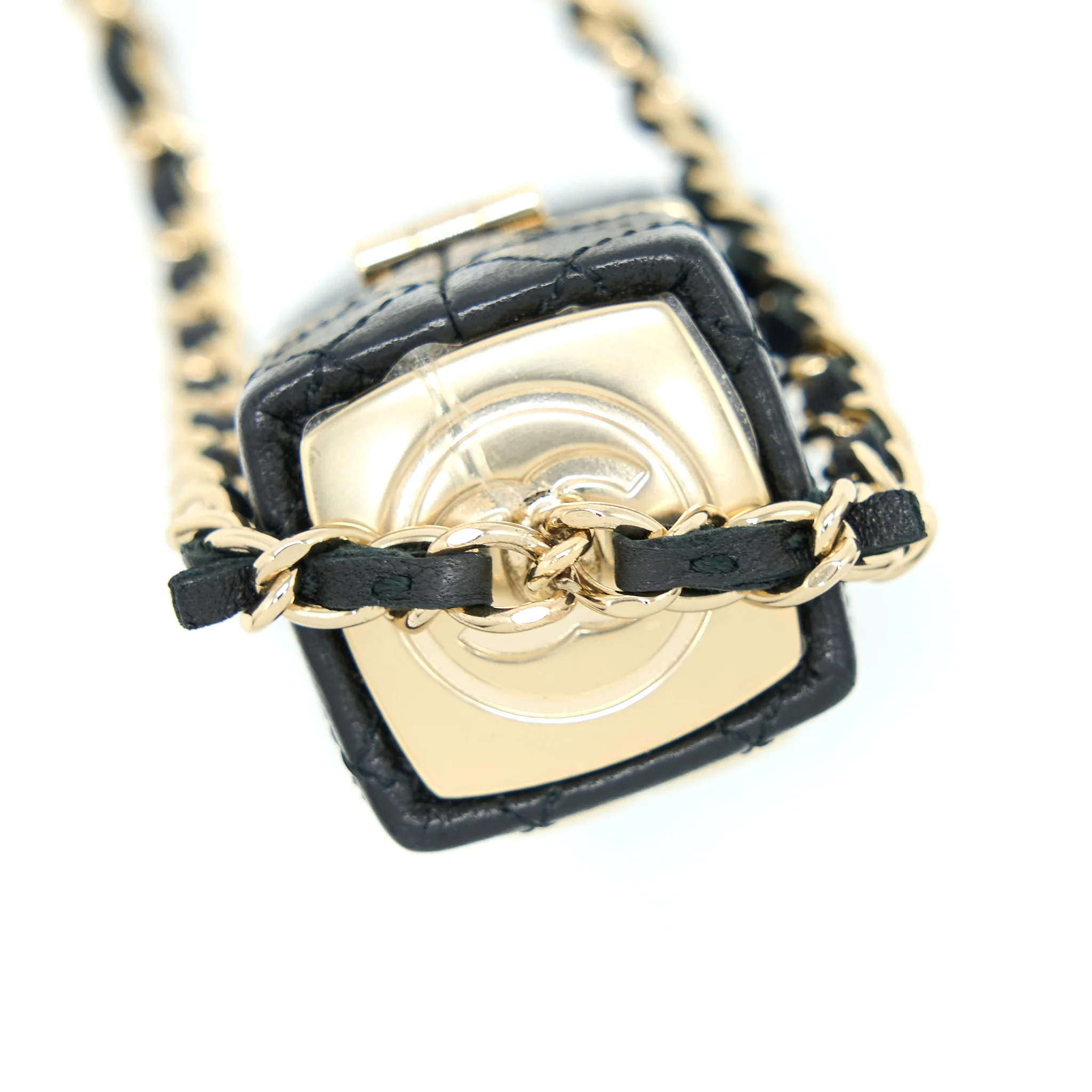 Chanel Squared Lipstick Case On Chain Black LGHW - Image 6