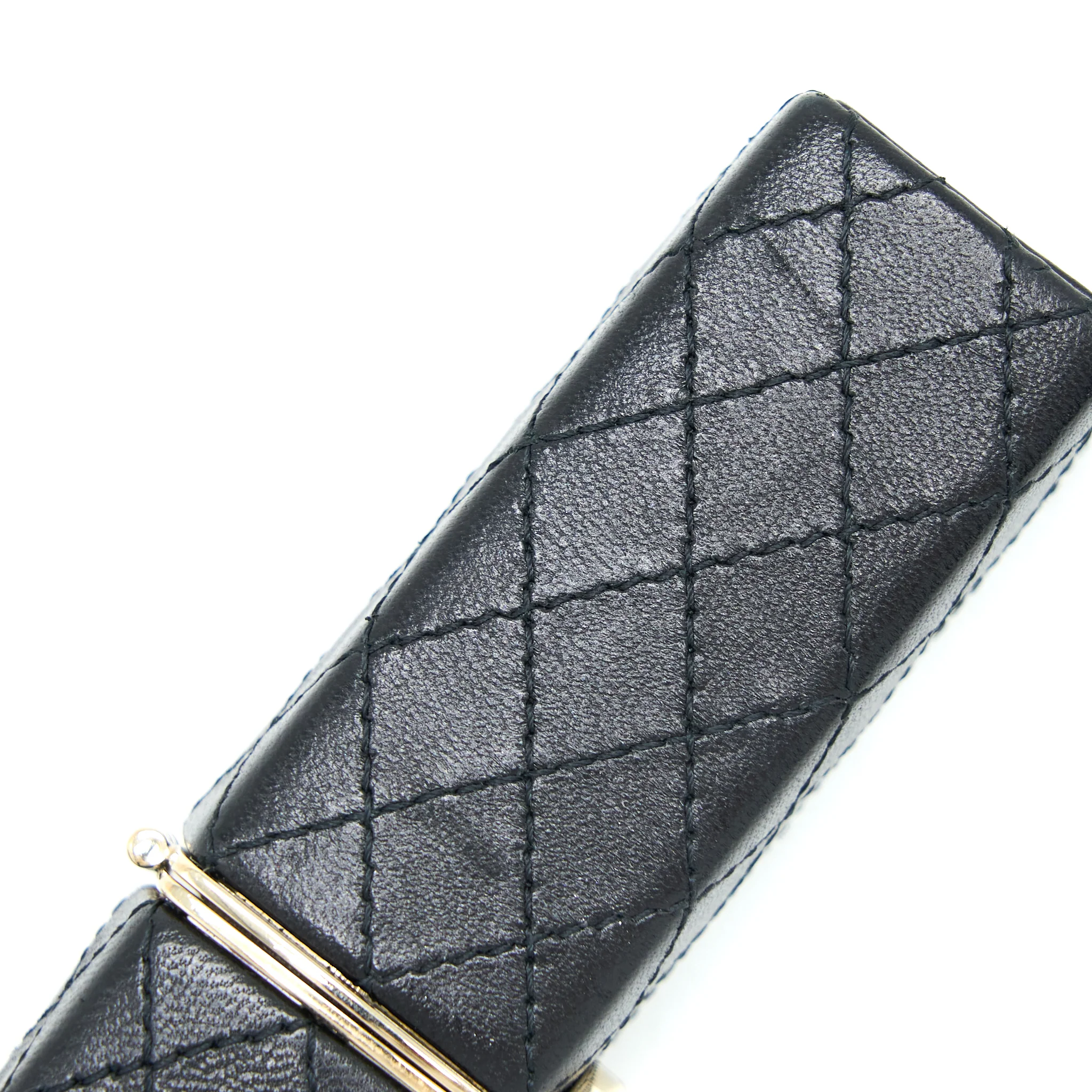Chanel Squared Lipstick Case On Chain Black LGHW - Image 7