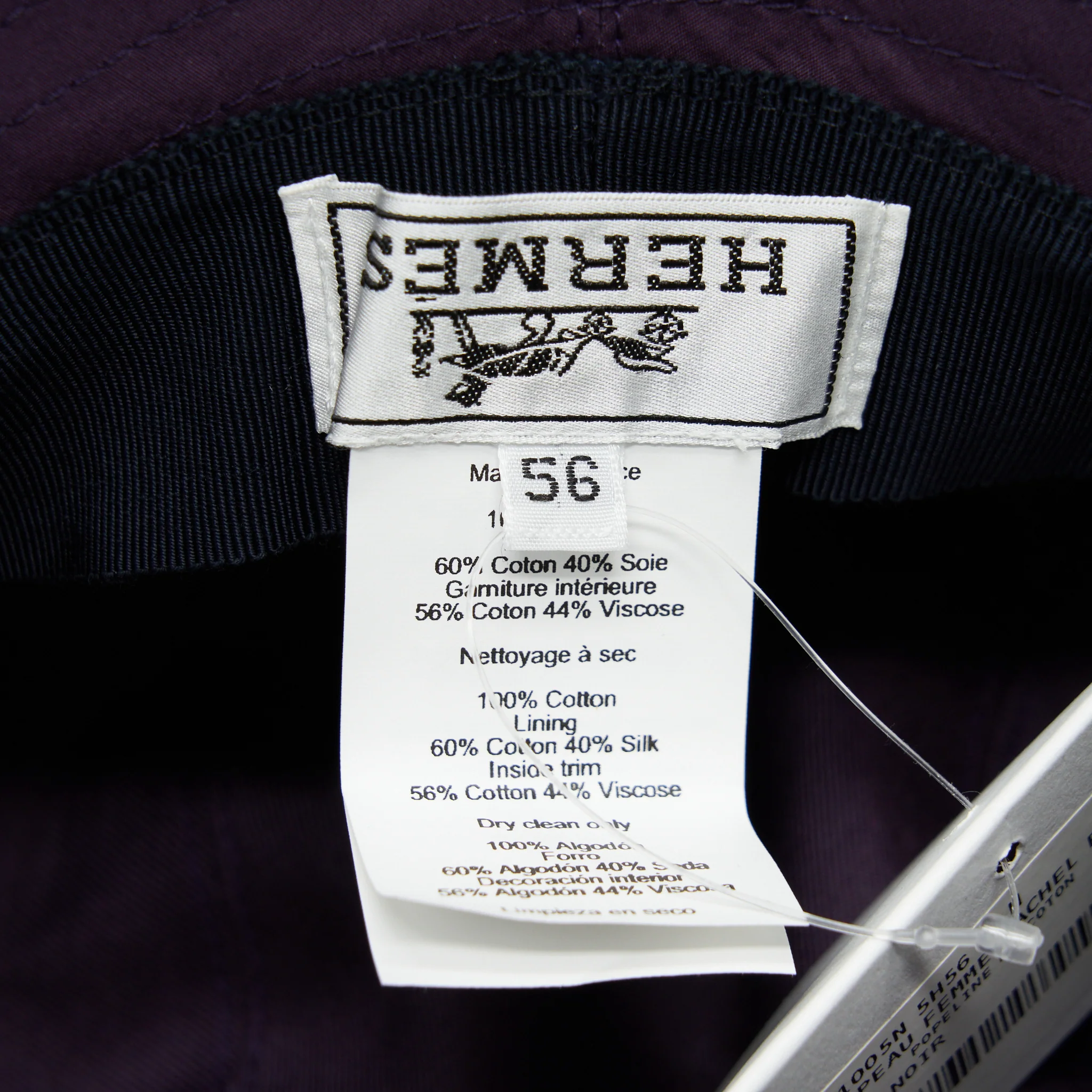 Hermes Size 56 Rachel Pipeline Chapeau Hat Bleu Noir - Image 7