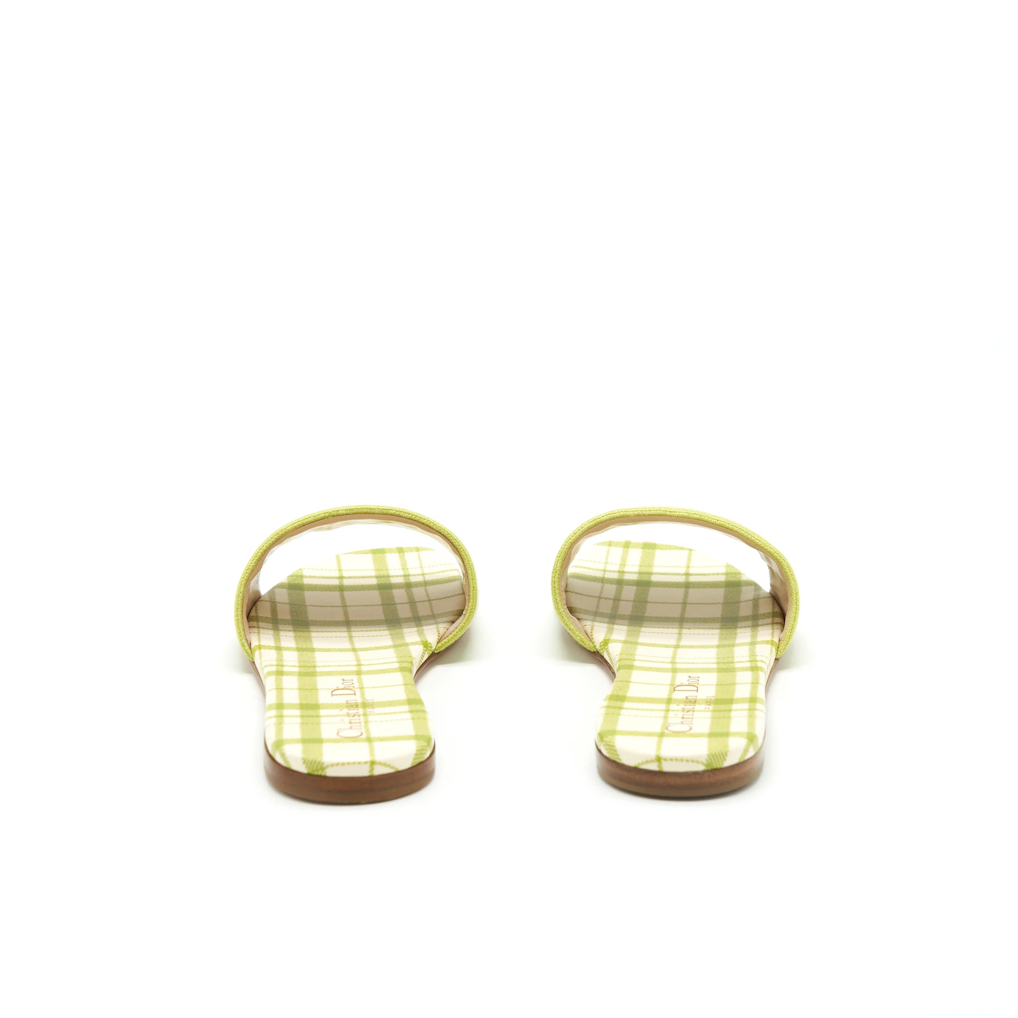 Dior Size 37 Dway Slide Lime Embroidered Cotton - Image 4