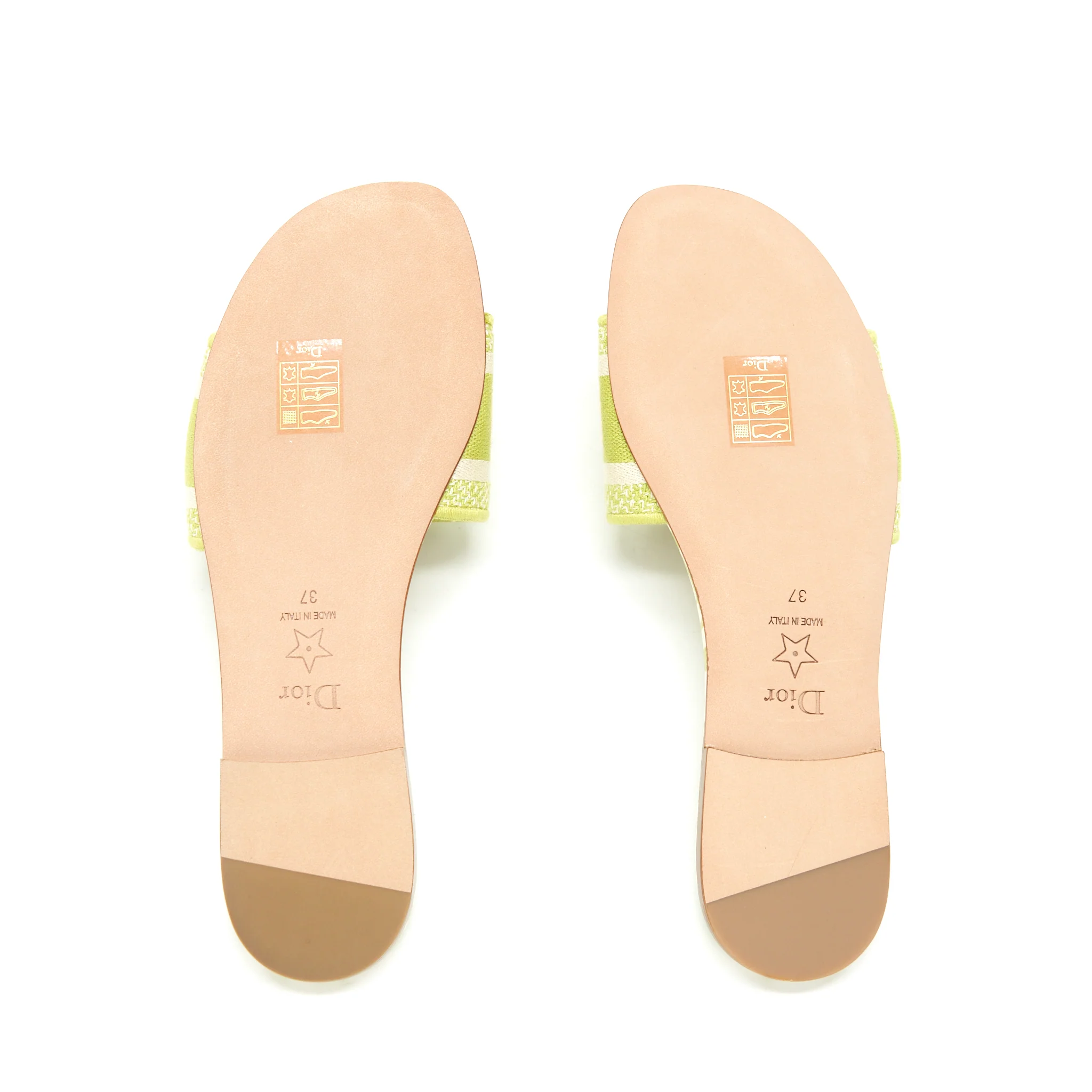 Dior Size 37 Dway Slide Lime Embroidered Cotton - Image 6