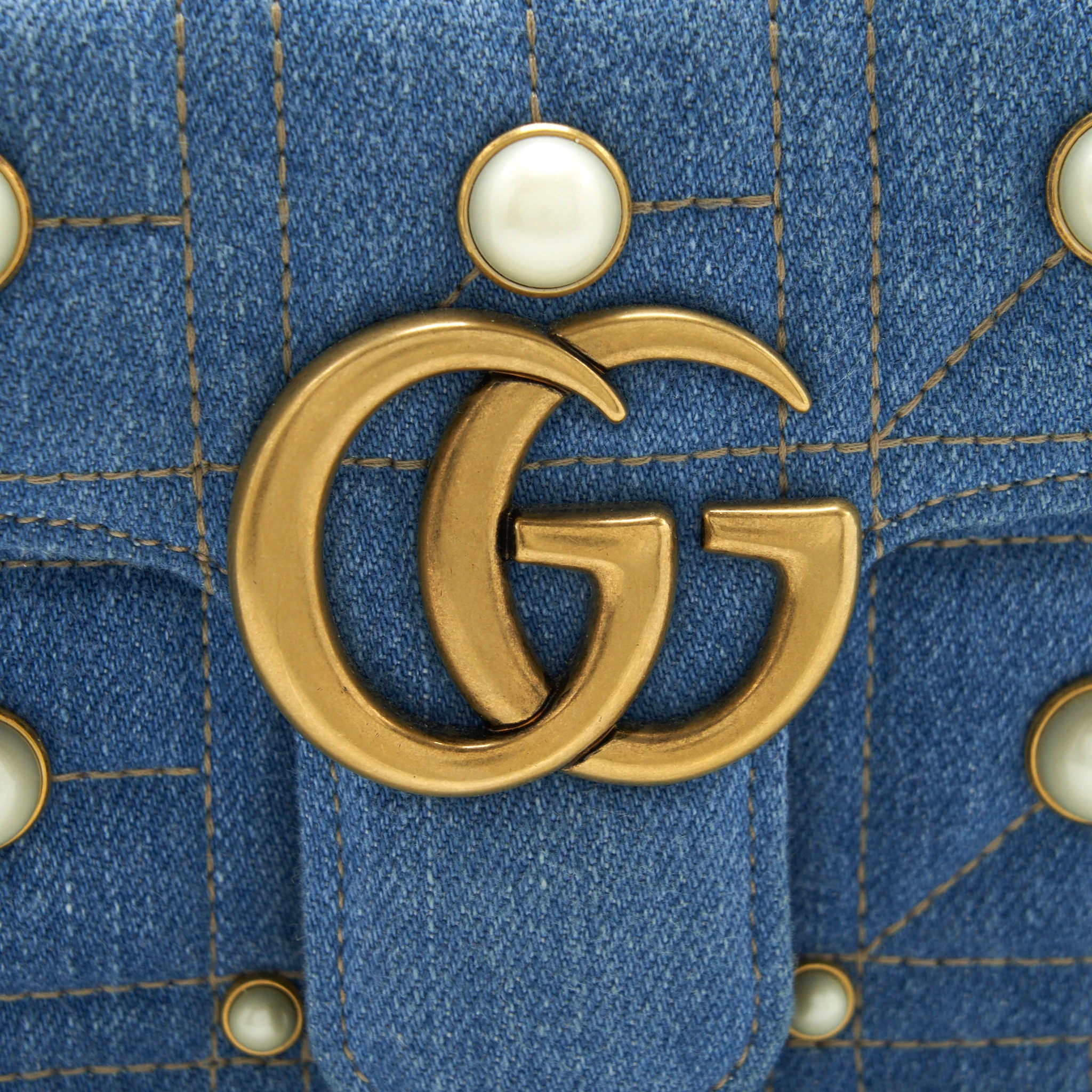 Gucci mini Marmont Bag Denim with pearl - Image 10