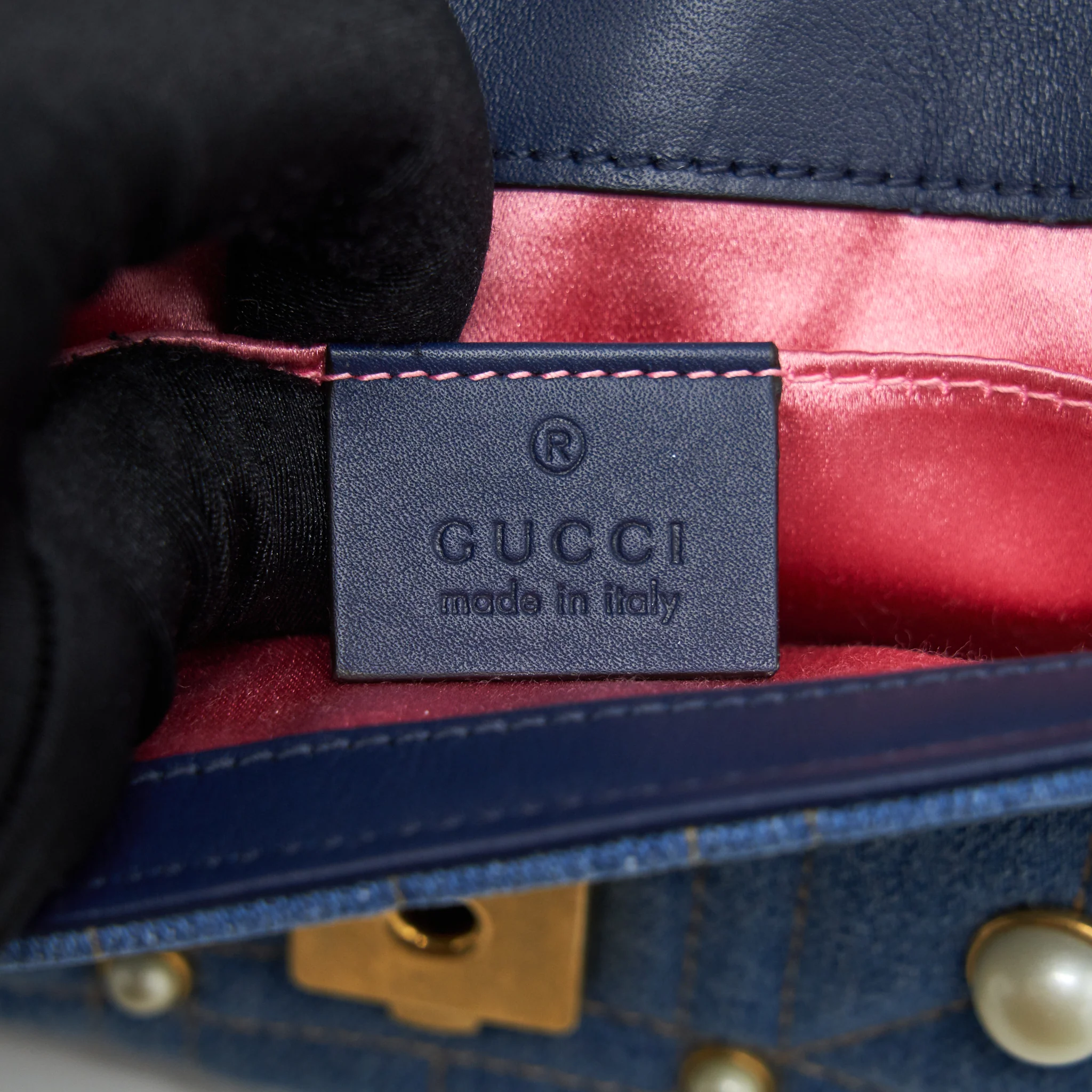 Gucci mini Marmont Bag Denim with pearl - Image 11