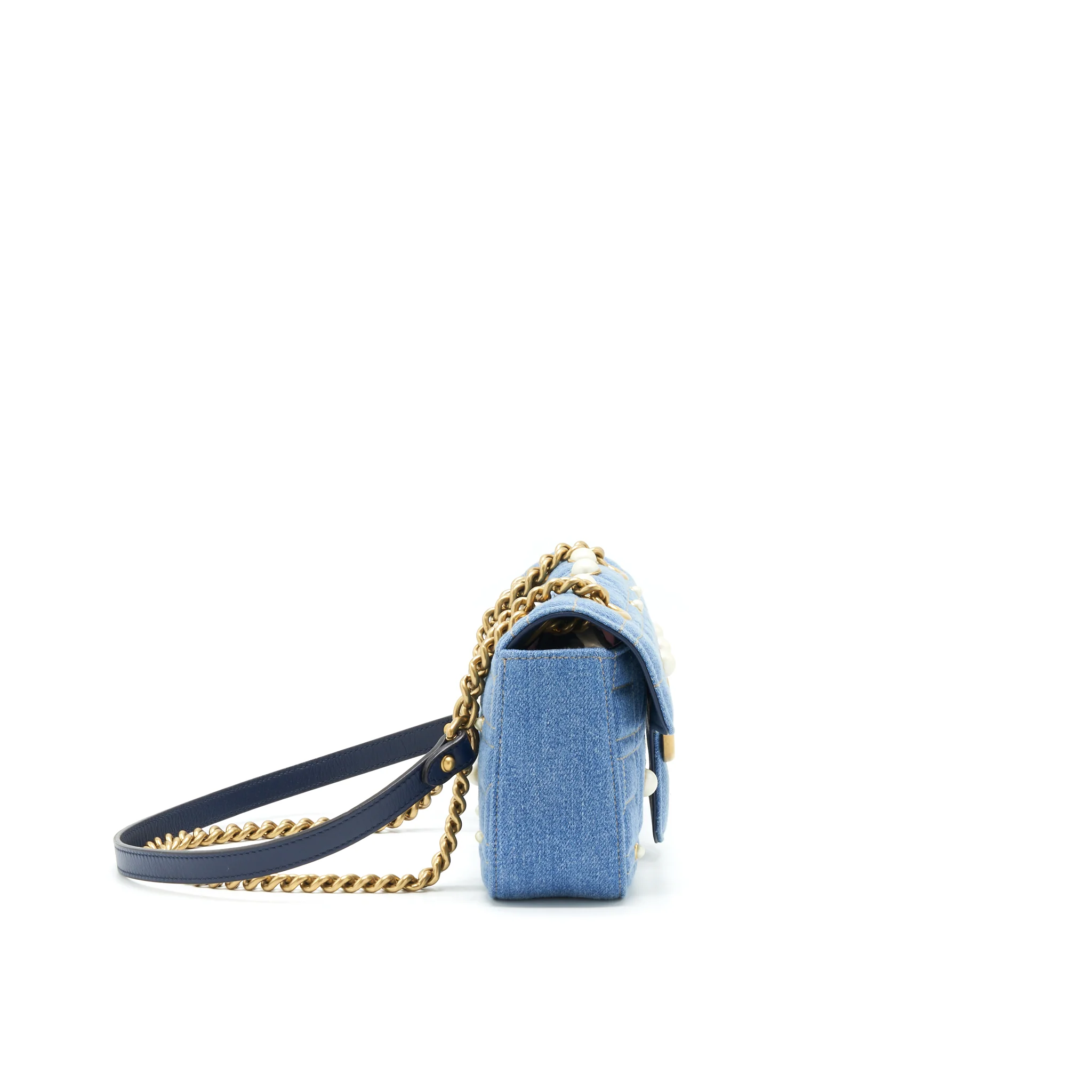 Gucci mini Marmont Bag Denim with pearl - Image 3