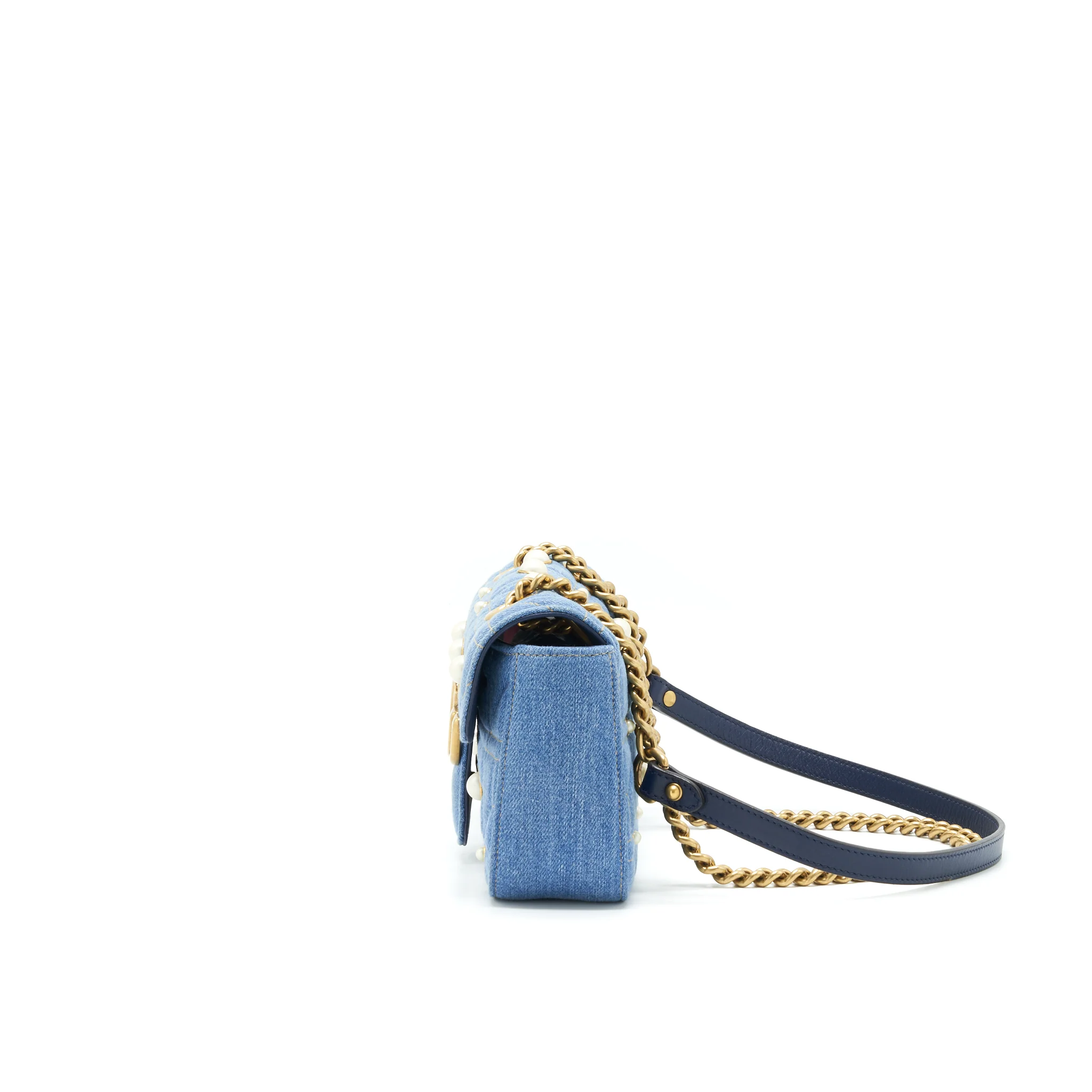 Gucci mini Marmont Bag Denim with pearl - Image 4
