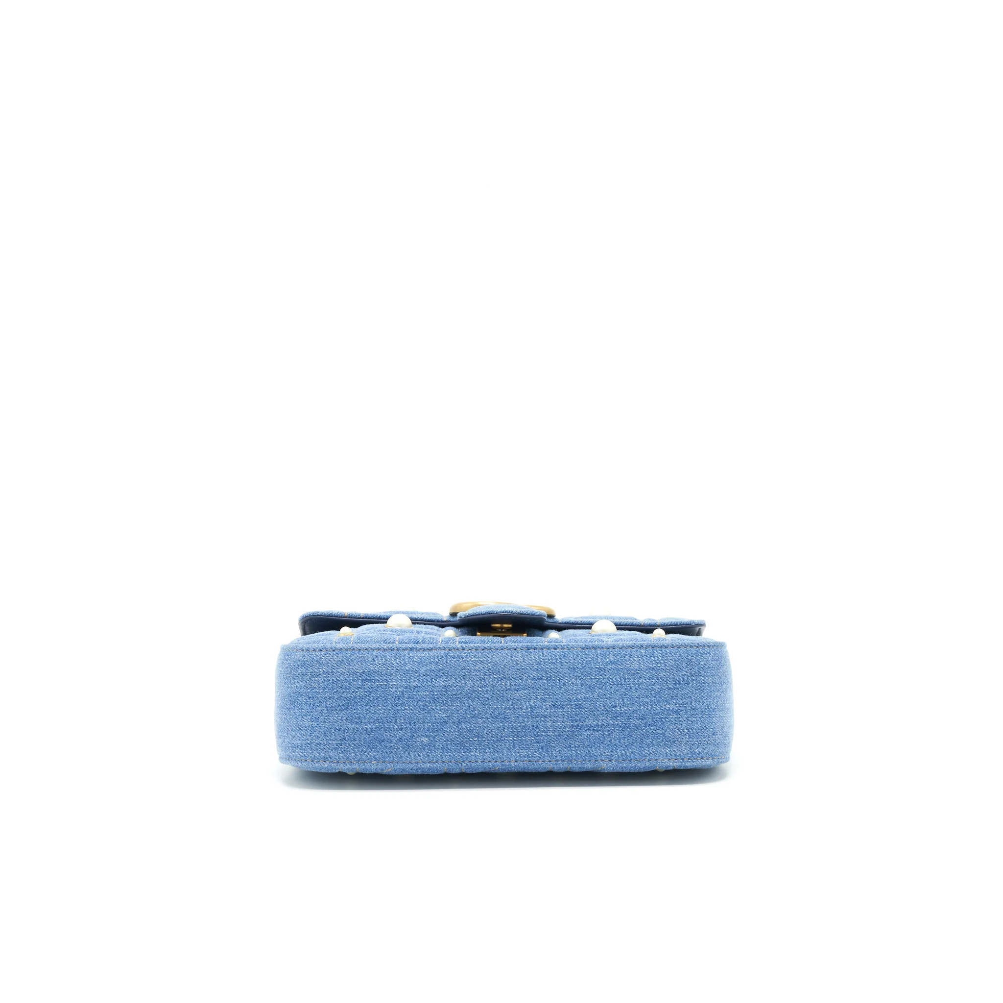 Gucci mini Marmont Bag Denim with pearl - Image 5