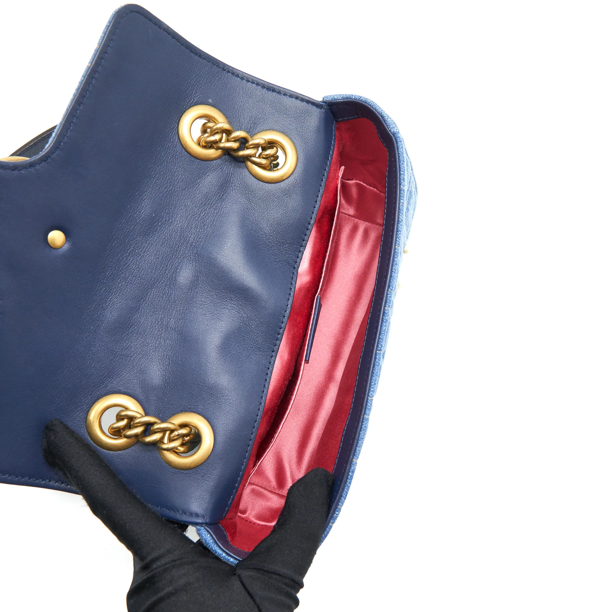 Gucci mini Marmont Bag Denim with pearl - Image 7