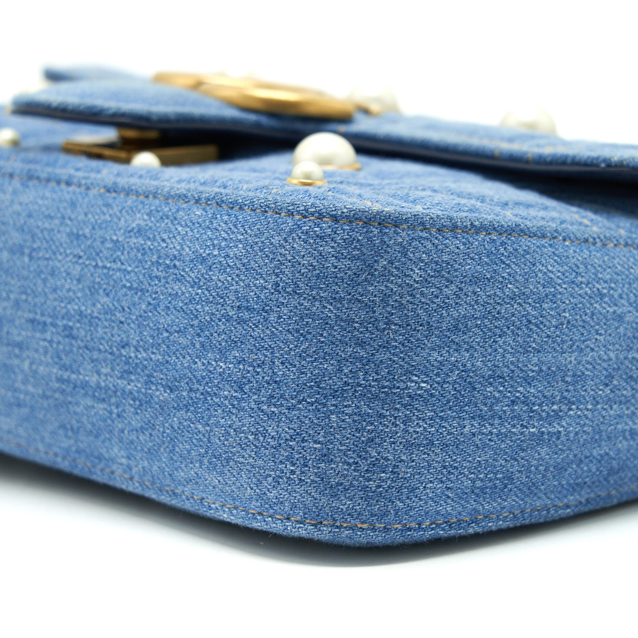 Gucci mini Marmont Bag Denim with pearl - Image 9