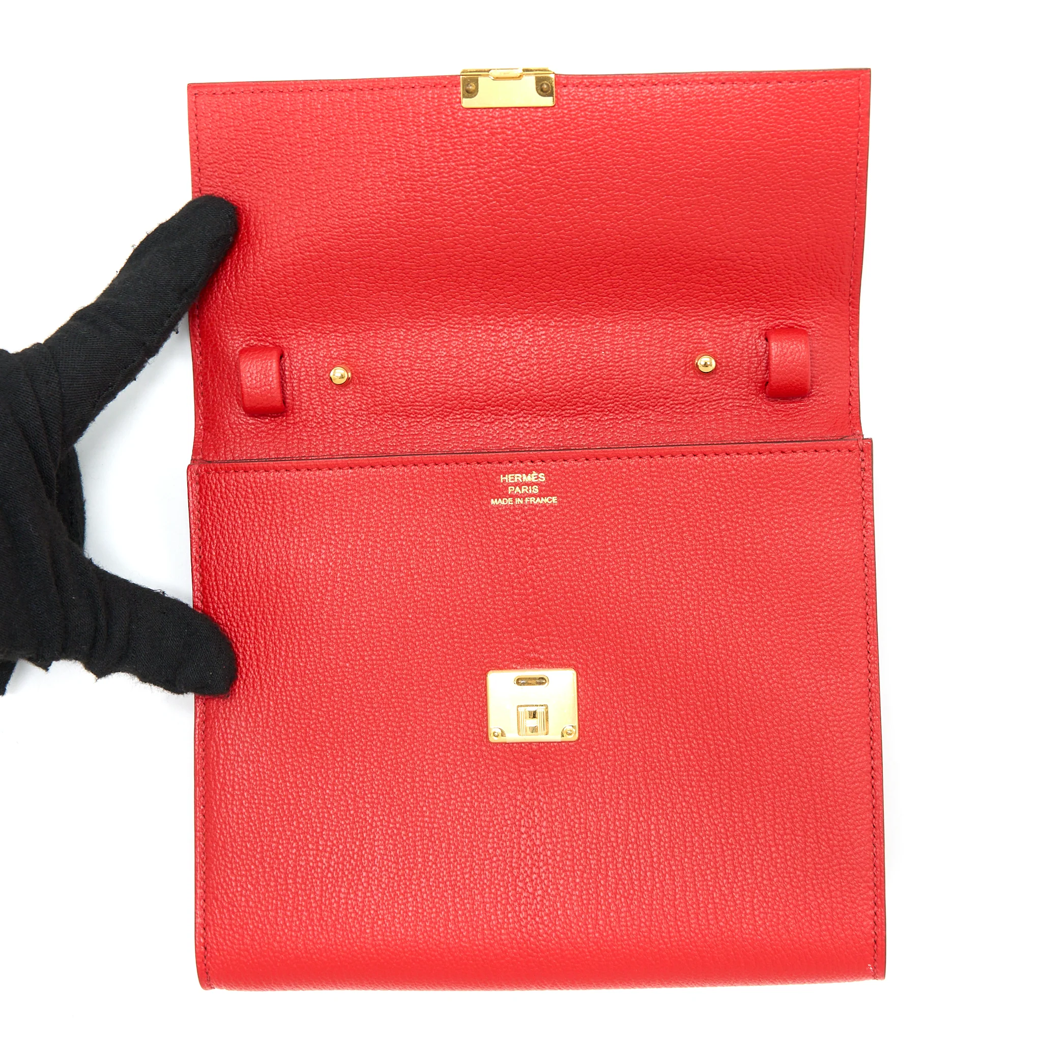 Hermes Clic 16 Wallet Mysore Red GHW Stamp D - Image 9