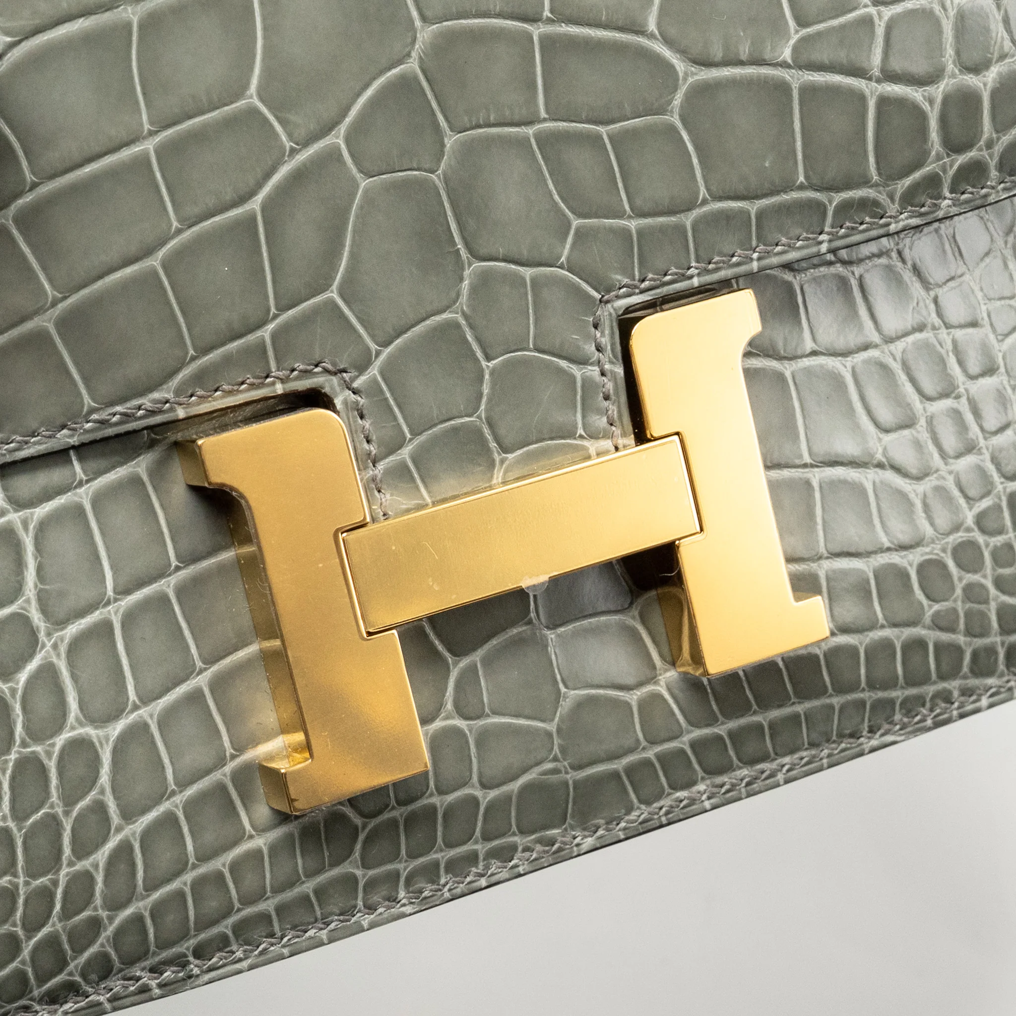 Hermes Constance Mini Alligator Mississippiensis 0V Gris Ciment GHW Stamp U - Image 12