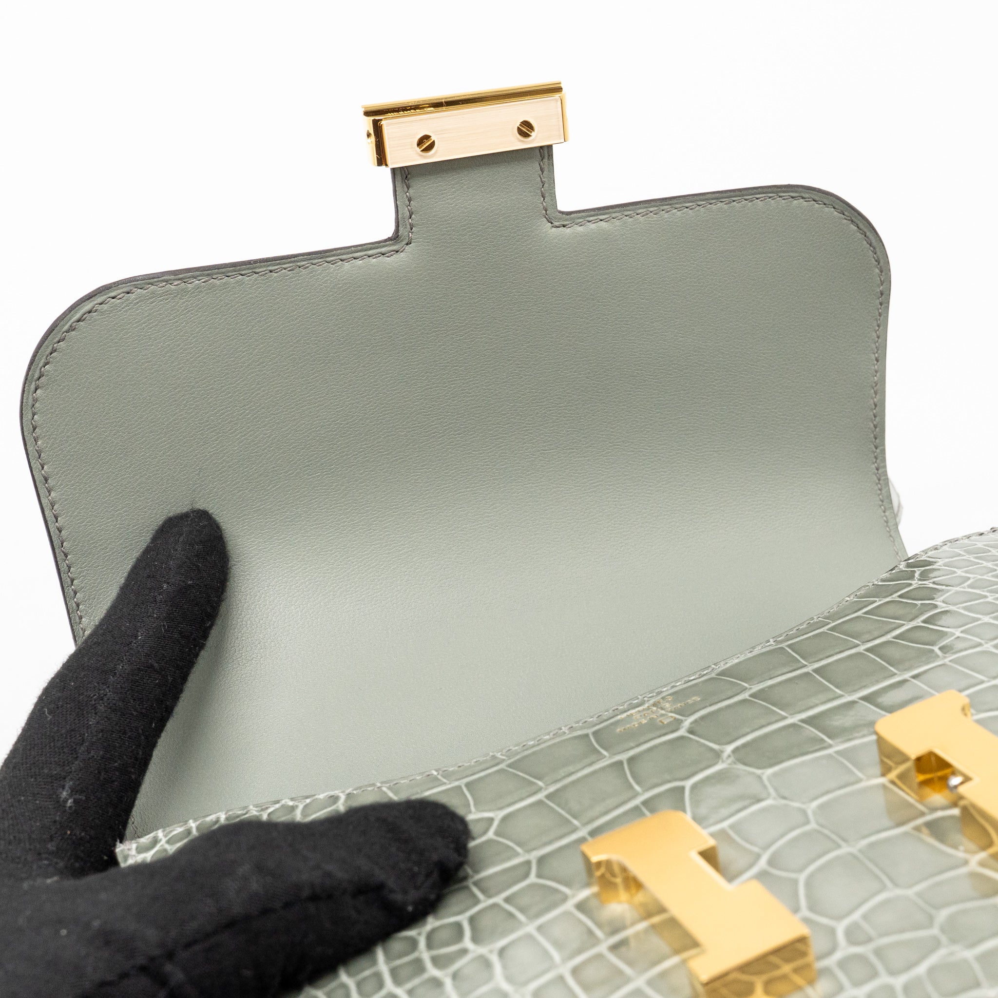 Hermes Constance Mini Alligator Mississippiensis 0V Gris Ciment GHW Stamp U - Image 14