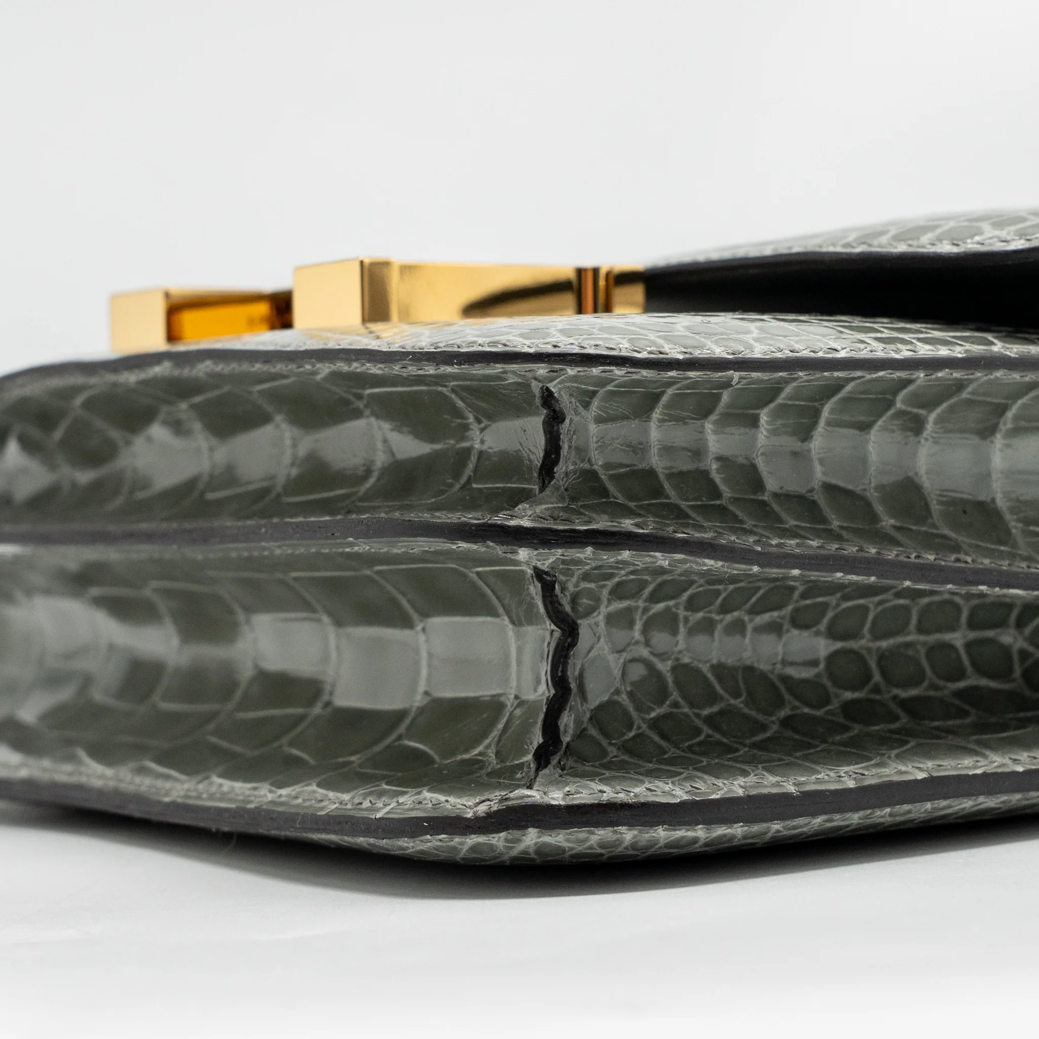 Hermes Constance Mini Alligator Mississippiensis 0V Gris Ciment GHW Stamp U - Image 7