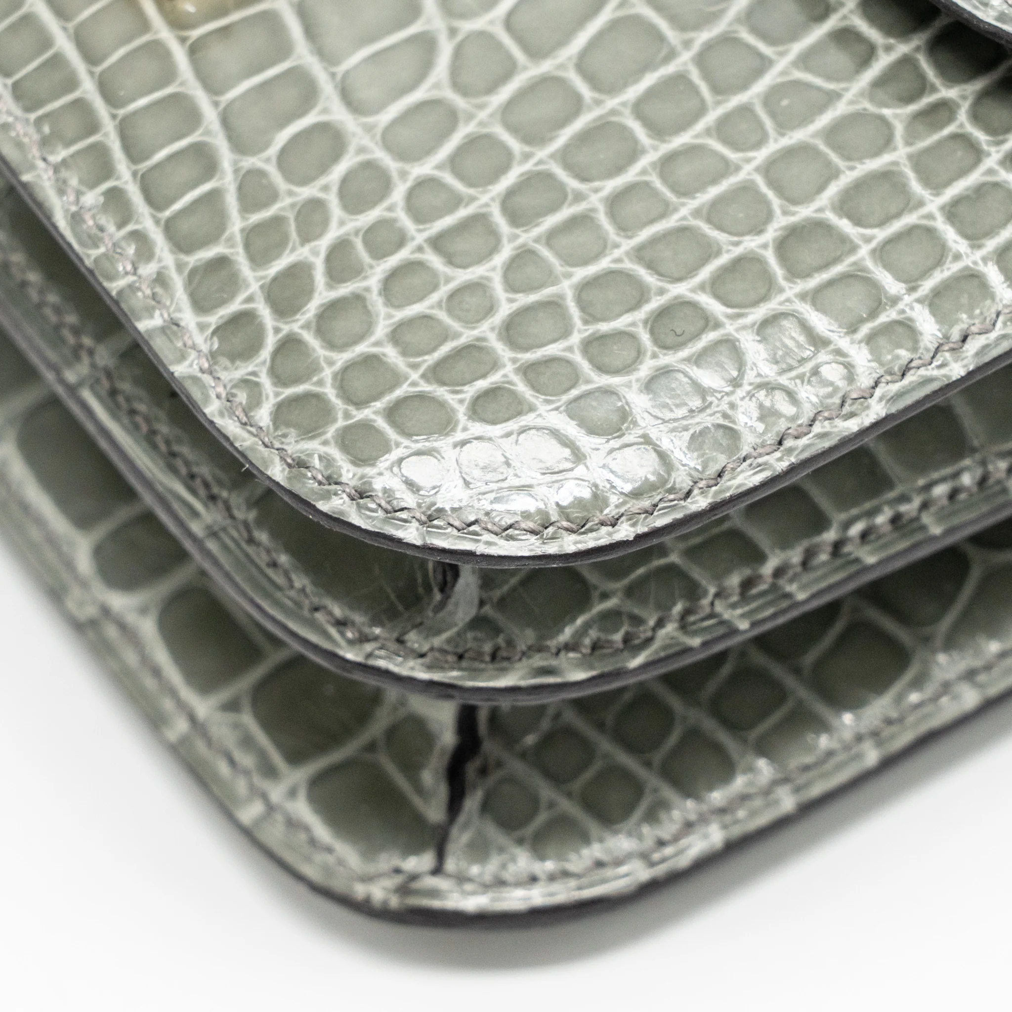 Hermes Constance Mini Alligator Mississippiensis 0V Gris Ciment GHW Stamp U - Image 9