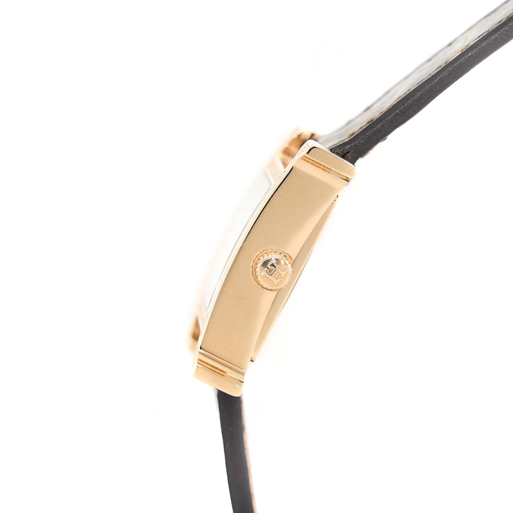 Hermes Heure H watch, Mini model, 21 MM Rose Gold with Diamonds, Alligator Strap Gris Elephant Grey - Image 3