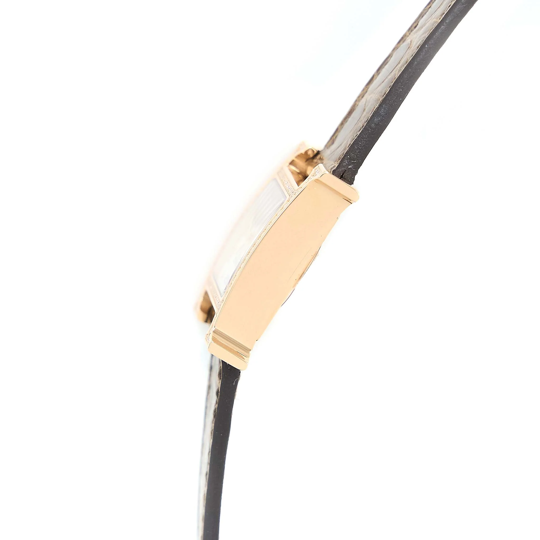 Hermes Heure H watch, Mini model, 21 MM Rose Gold with Diamonds, Alligator Strap Gris Elephant Grey - Image 4