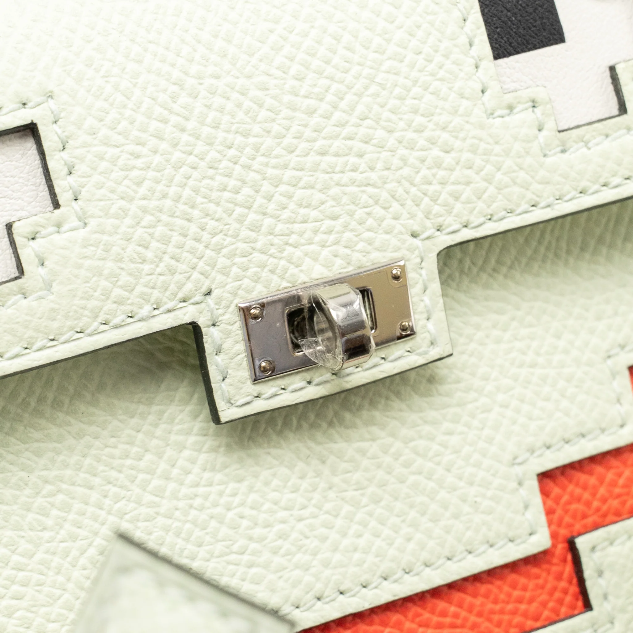 Hermes Kellydole / Kelly Dole picto epsom vert fizz/ nata/ rose Texas / vert jade SHW stamp B - Image 15