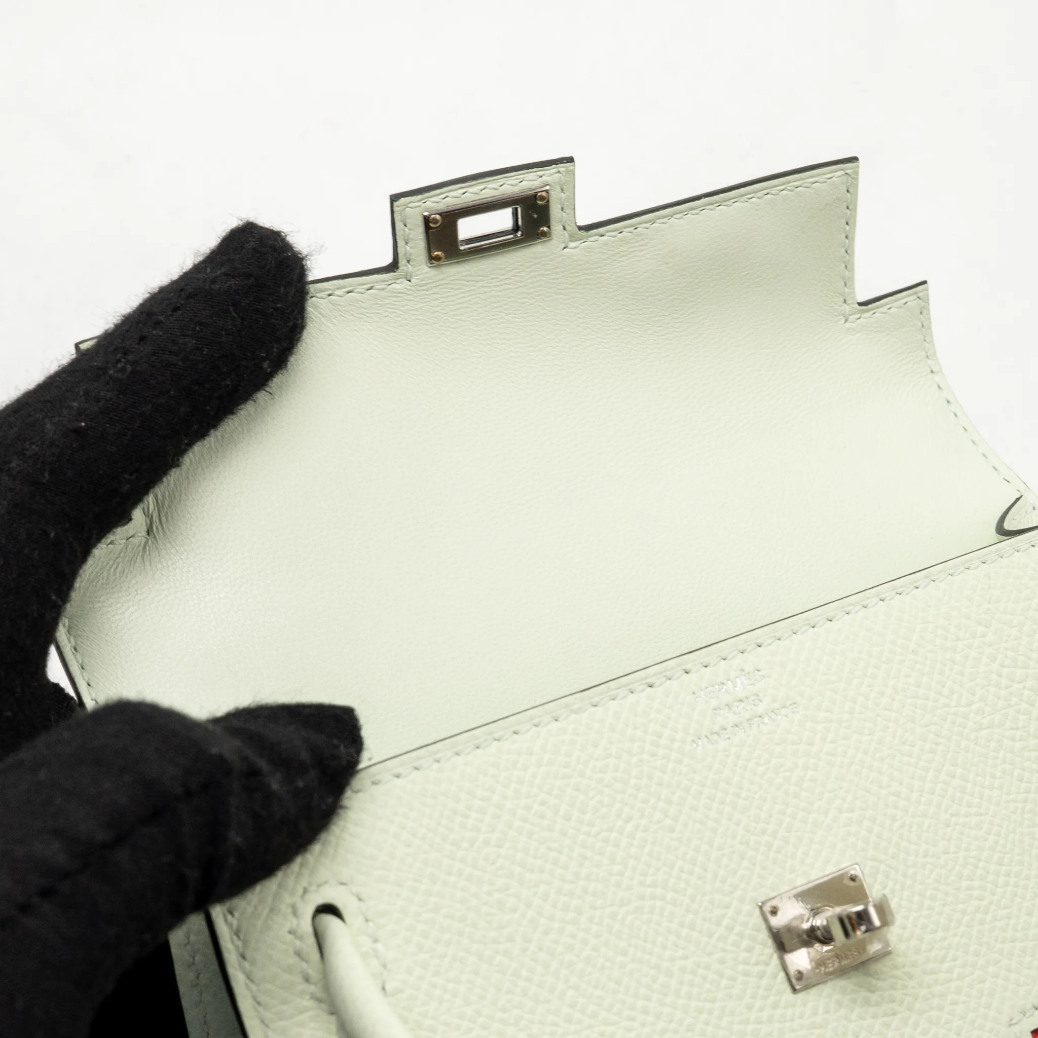 Hermes Kellydole / Kelly Dole picto epsom vert fizz/ nata/ rose Texas / vert jade SHW stamp B - Image 17