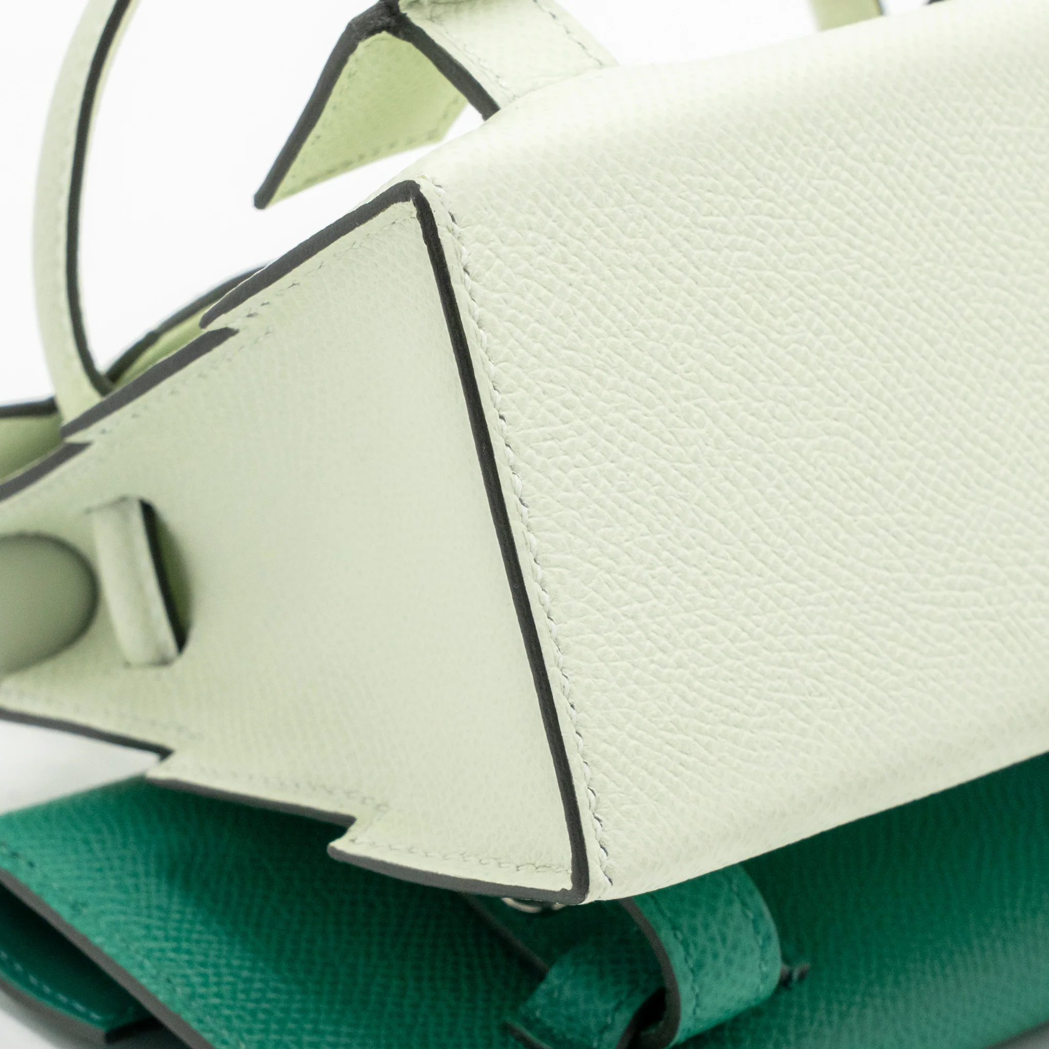 Hermes Kellydole / Kelly Dole picto epsom vert fizz/ nata/ rose Texas / vert jade SHW stamp B - Image 8