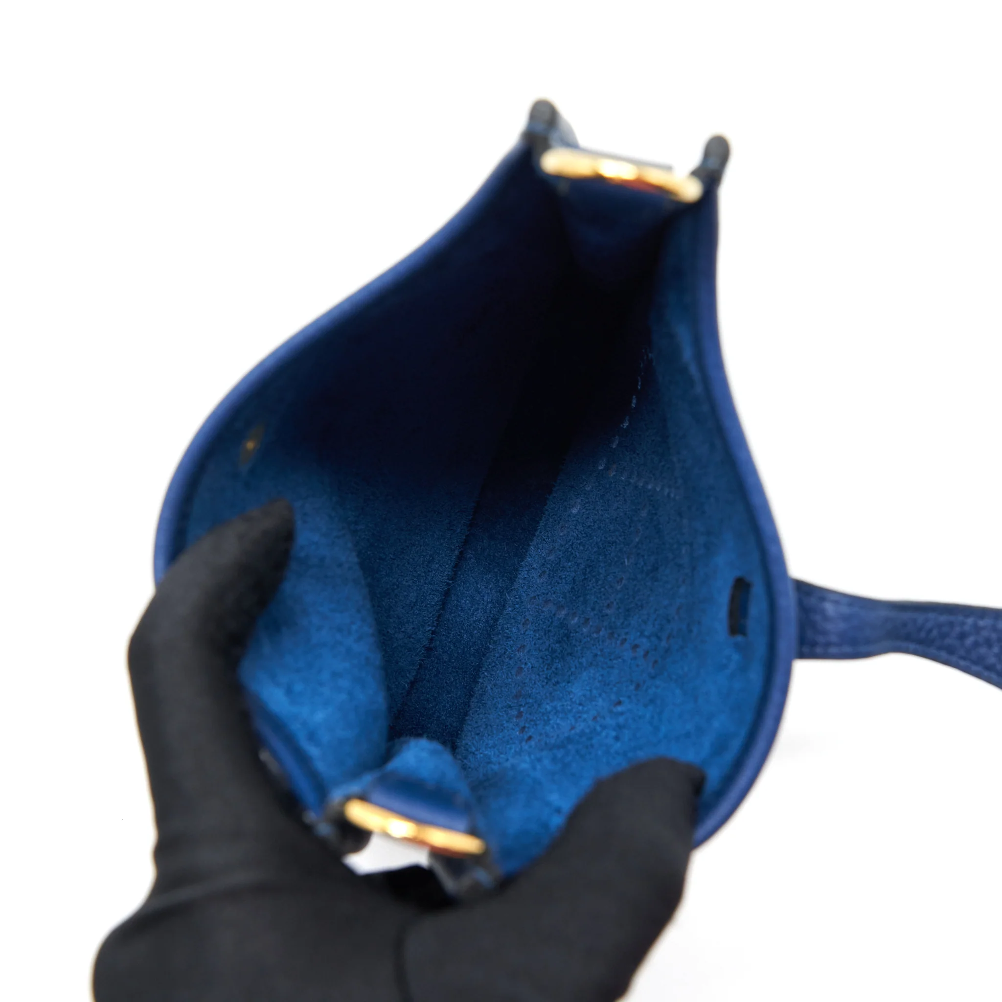 Hermes Mini Evelyne Clemence Deep Blue GHW Stamp Y - Image 5