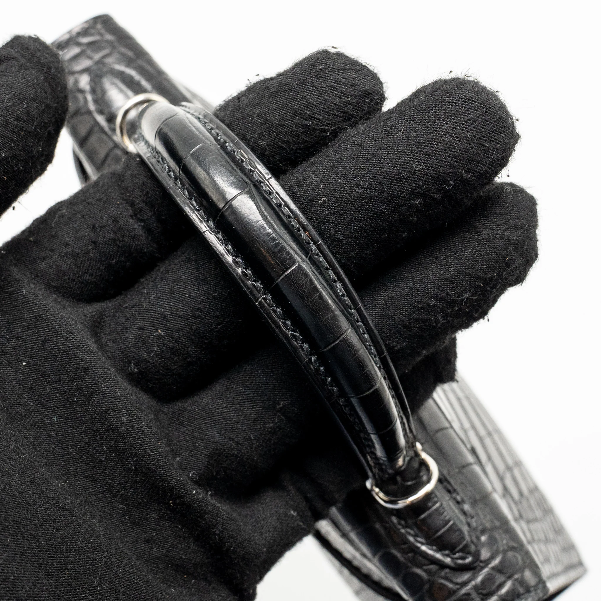 Hermes Mini Kelly II alligator misssissippiensis Matt black SHW stamp K - Image 13