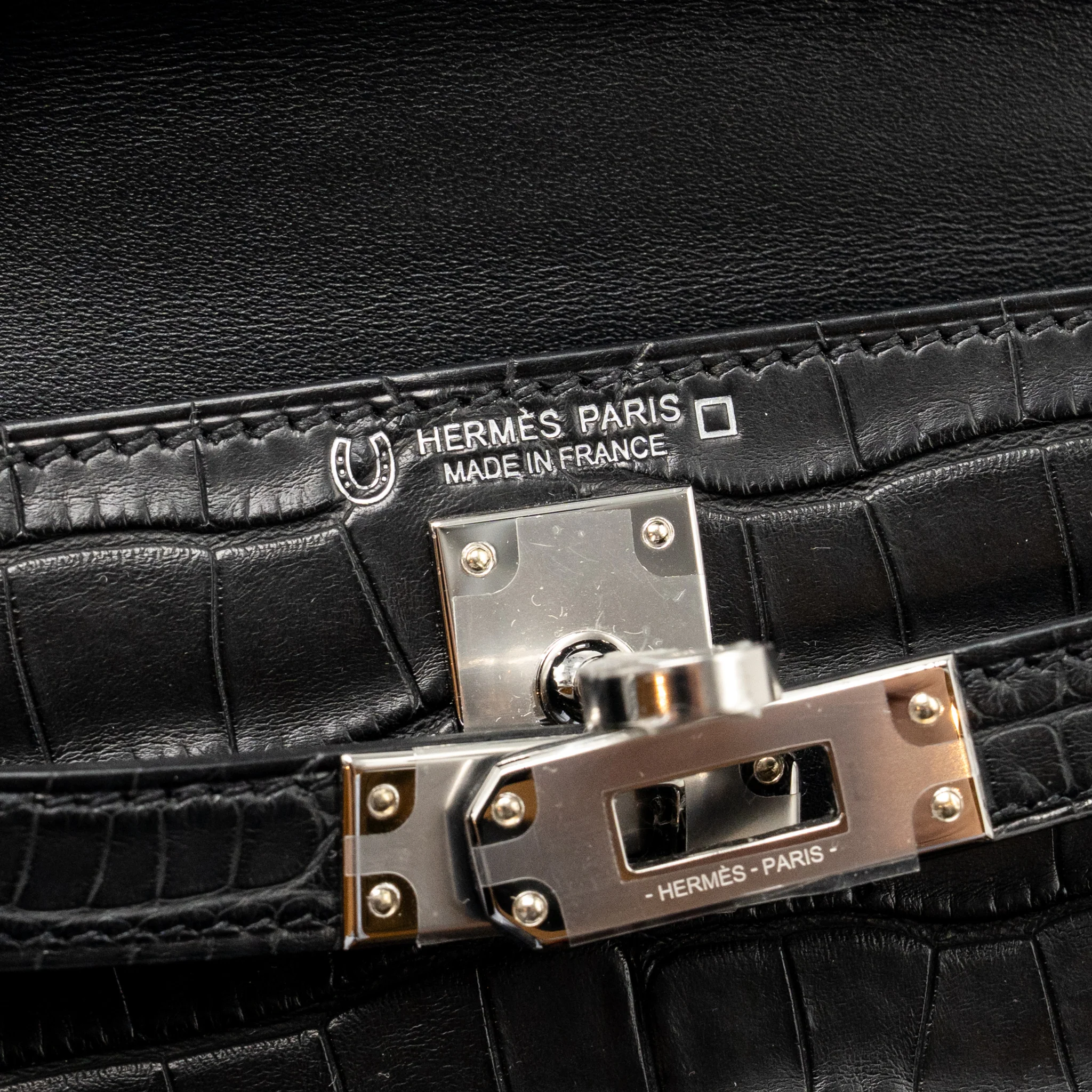 Hermes Mini Kelly II alligator misssissippiensis Matt black SHW stamp K - Image 15