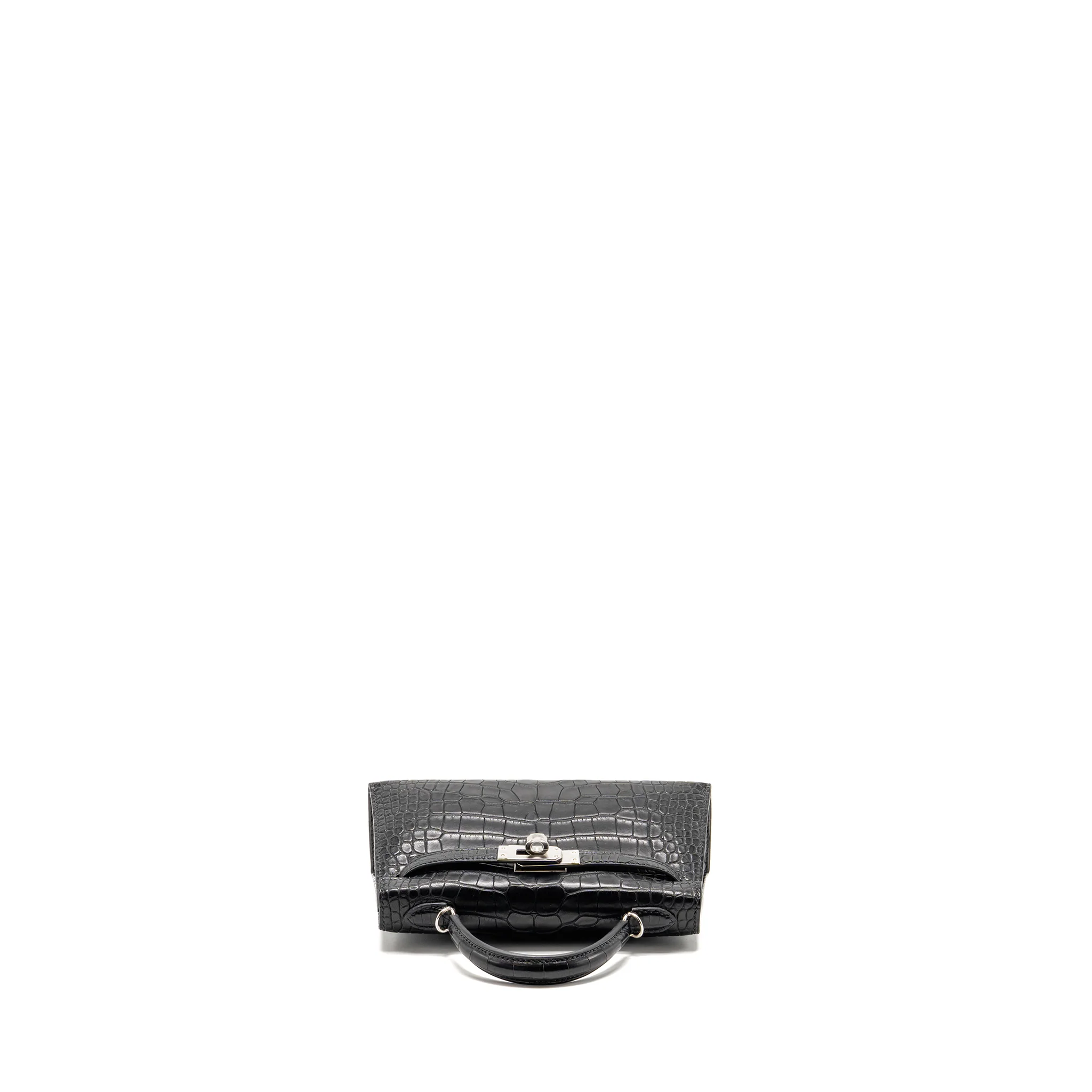Hermes Mini Kelly II alligator misssissippiensis Matt black SHW stamp K - Image 5