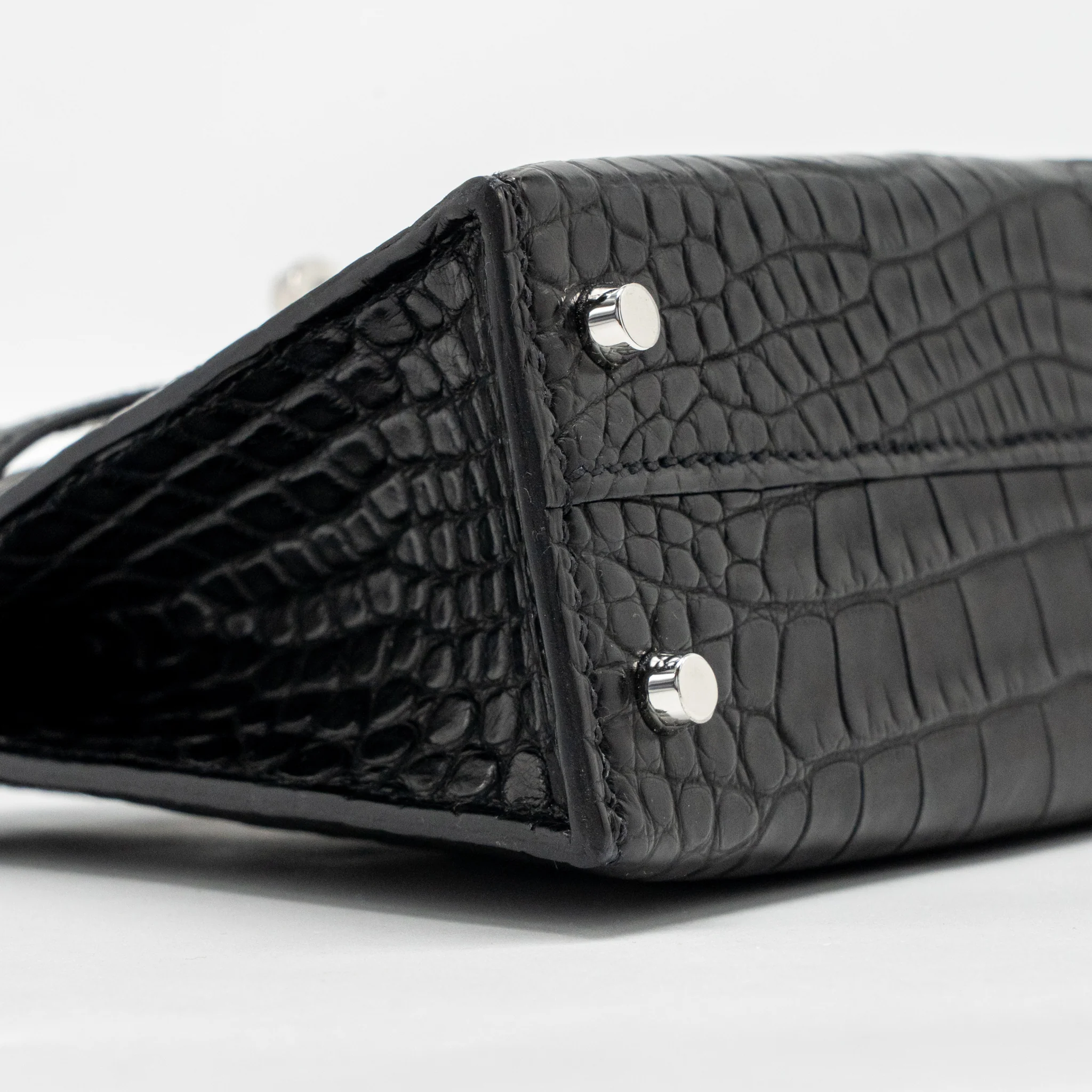 Hermes Mini Kelly II alligator misssissippiensis Matt black SHW stamp K - Image 7